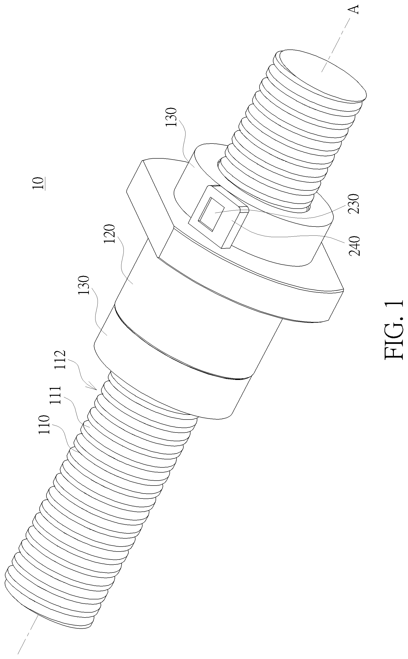 Patent US11773960 Figure 1 – Linear transmission device with capability of real-time monitoring of amount of lubricant