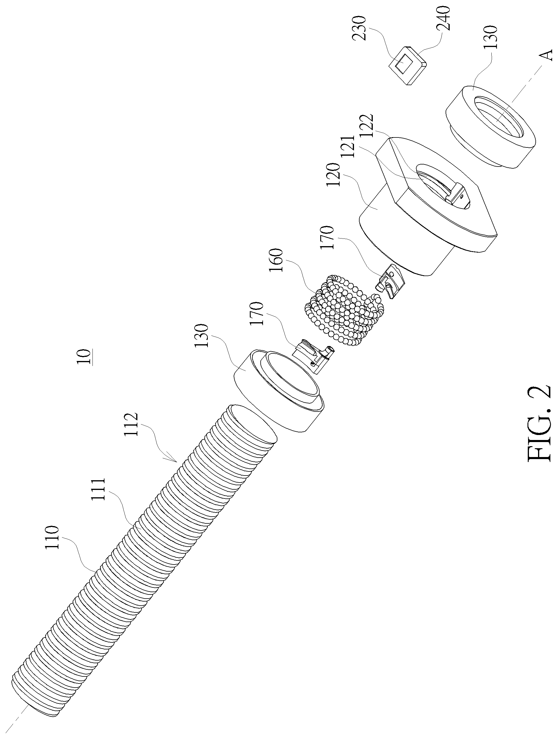 Patent US11773960 Figure 2 – Linear transmission device with capability of real-time monitoring of amount of lubricant