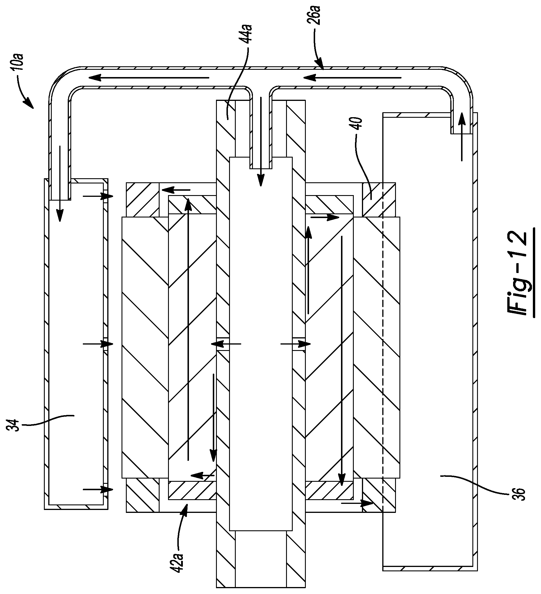 Patent US11773962 Figure 12 – Electric drive unit with integrated, variable flow, low-pressure oil cooling system
