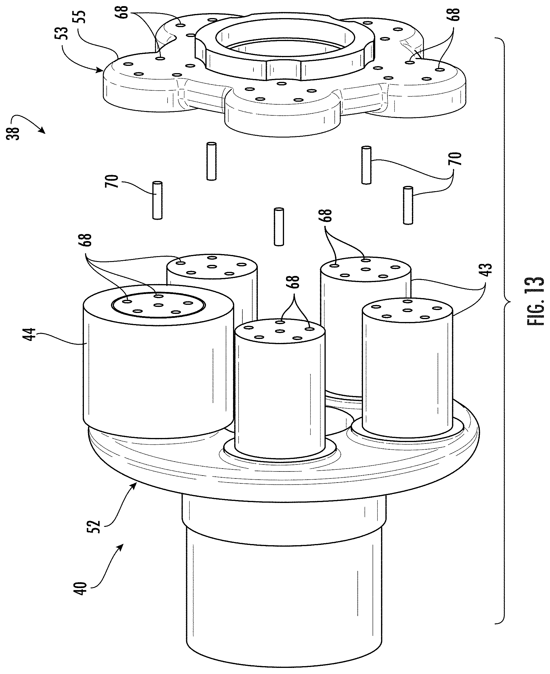 Patent US11773963 Figure 9 – Wind turbine gearbox carrier with integrated pin shafts and method of manufacturing same