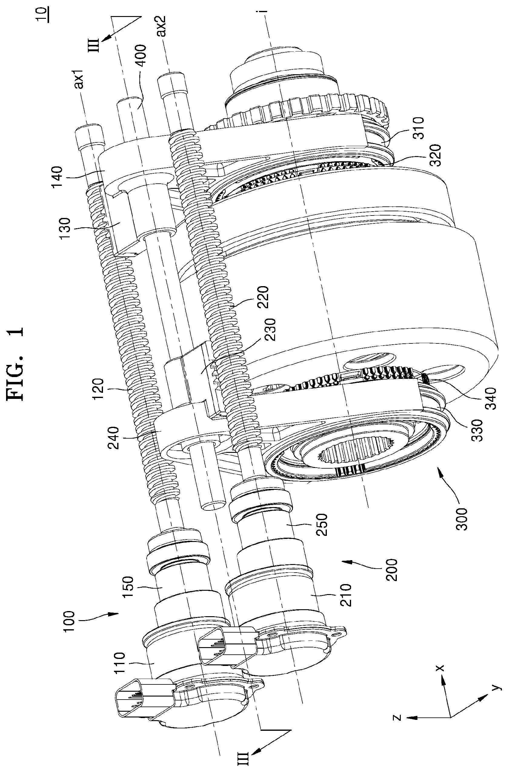 Patent US11773972 Figure 1 – Transmission apparatus for electric vehicle