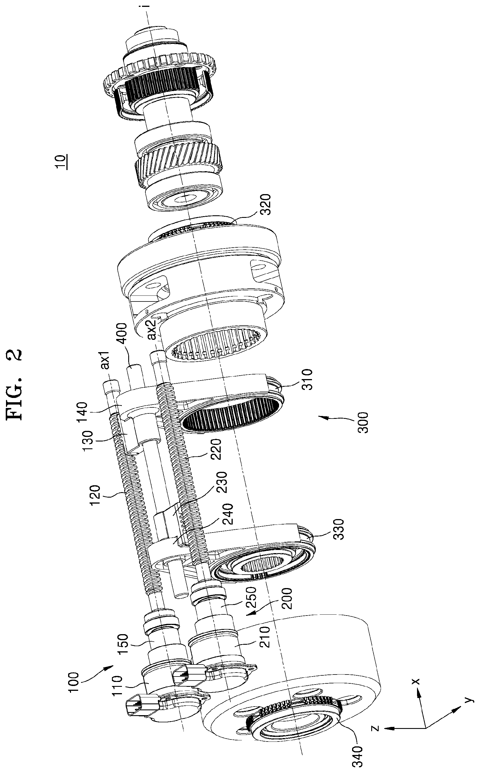 Patent US11773972 Figure 2 – Transmission apparatus for electric vehicle