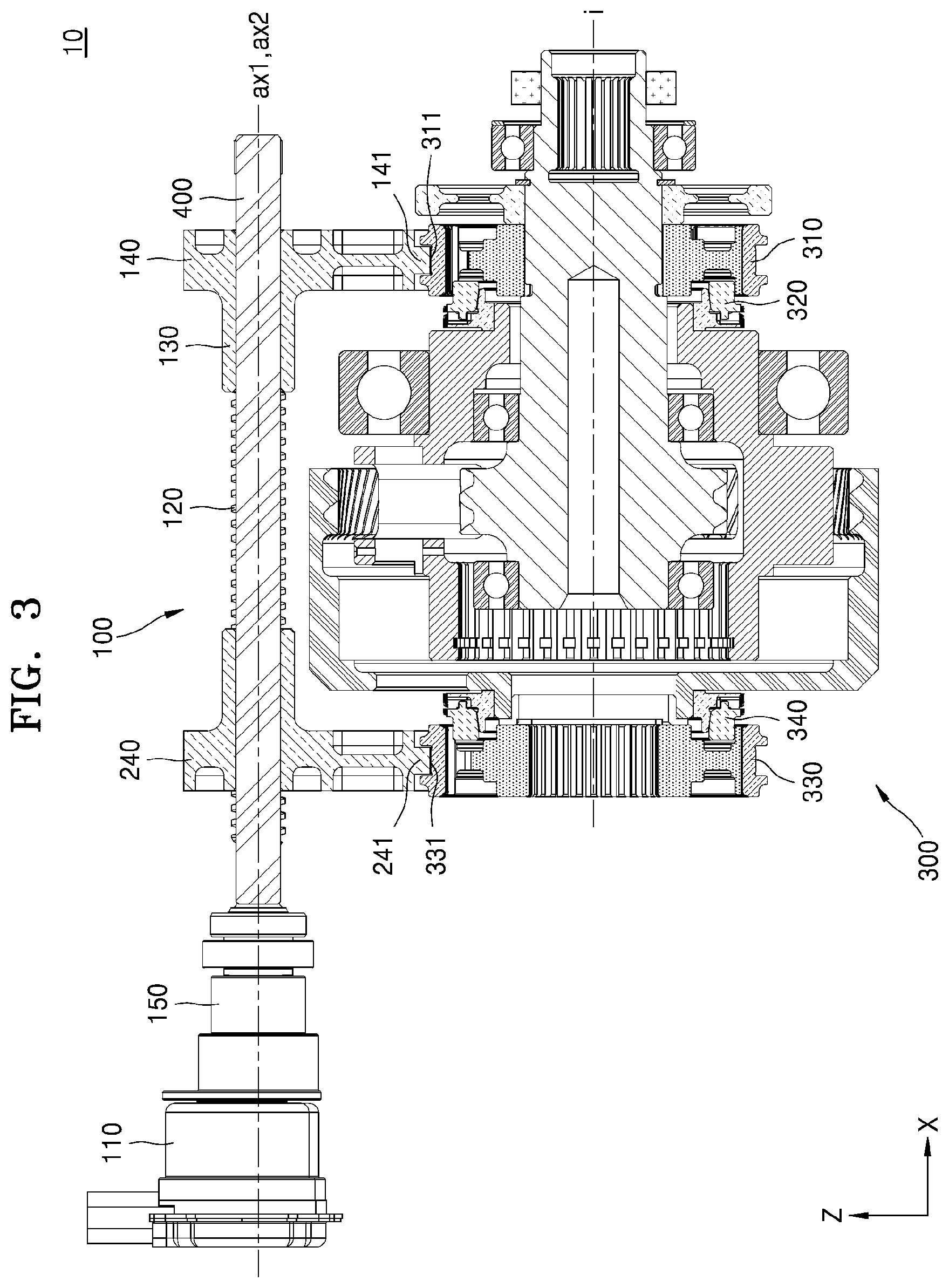 Patent US11773972 Figure 3 – Transmission apparatus for electric vehicle