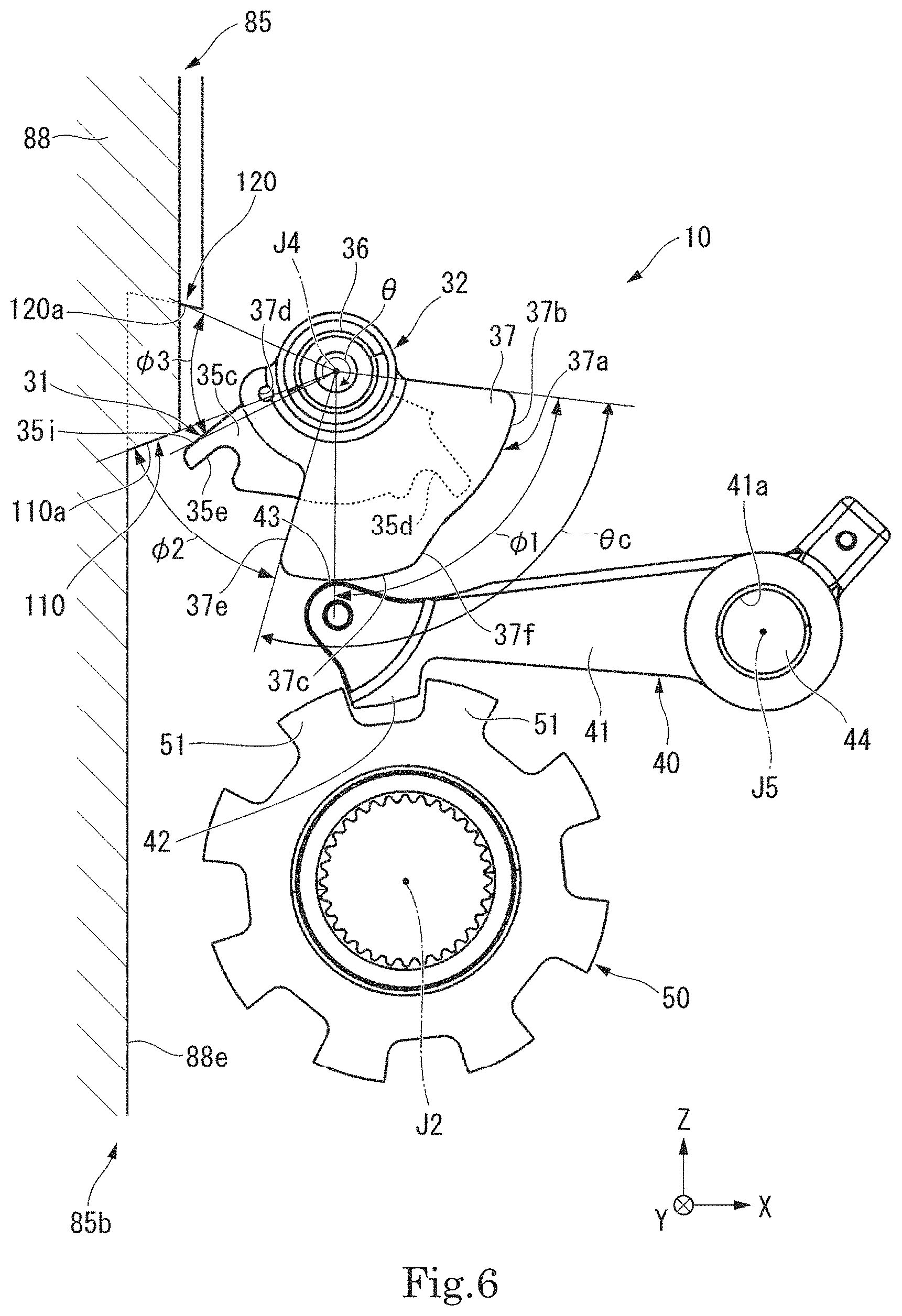 Patent US11773973 Figure 6 – Parking mechanism and drive apparatus