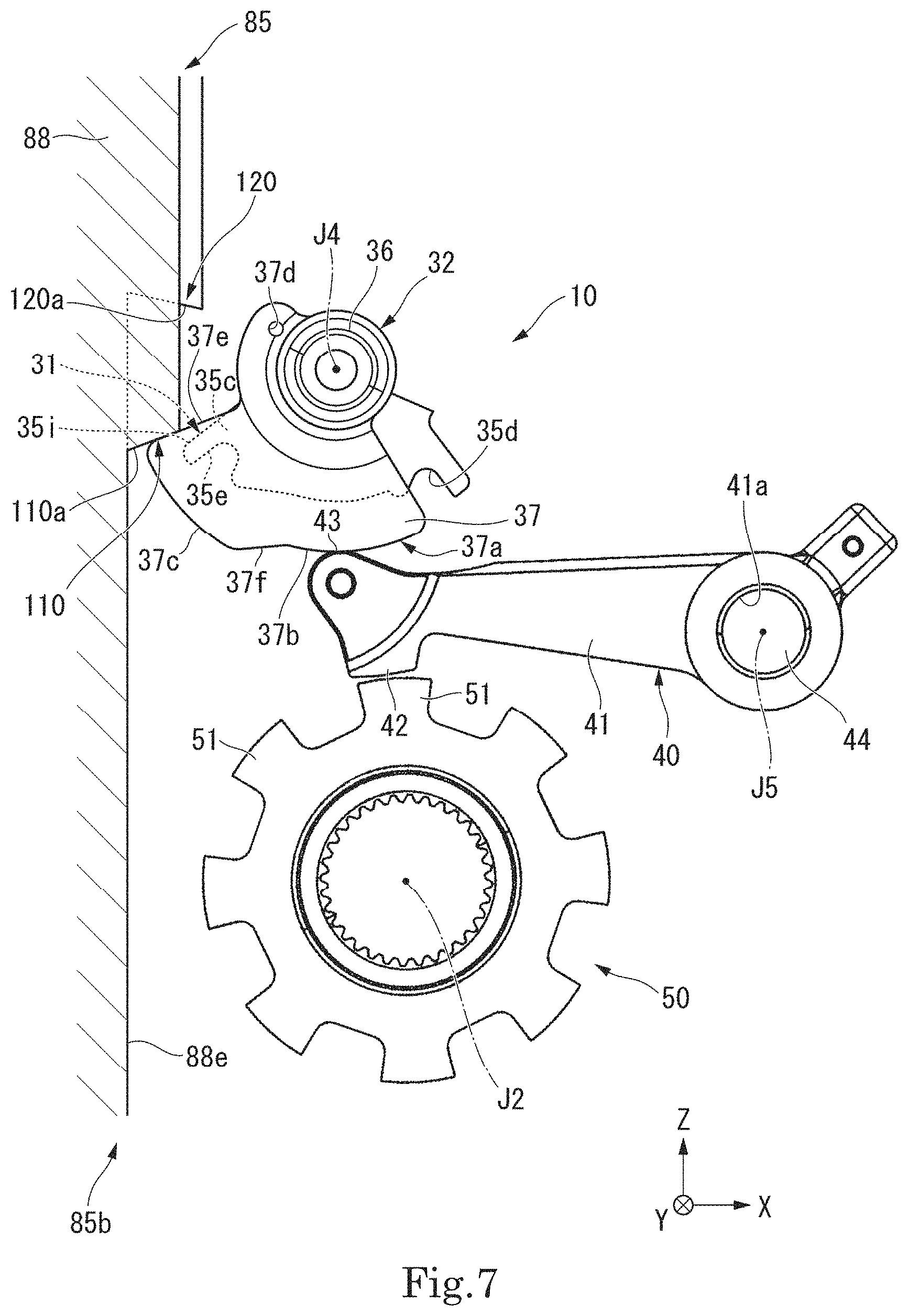 Patent US11773973 Figure 7 – Parking mechanism and drive apparatus