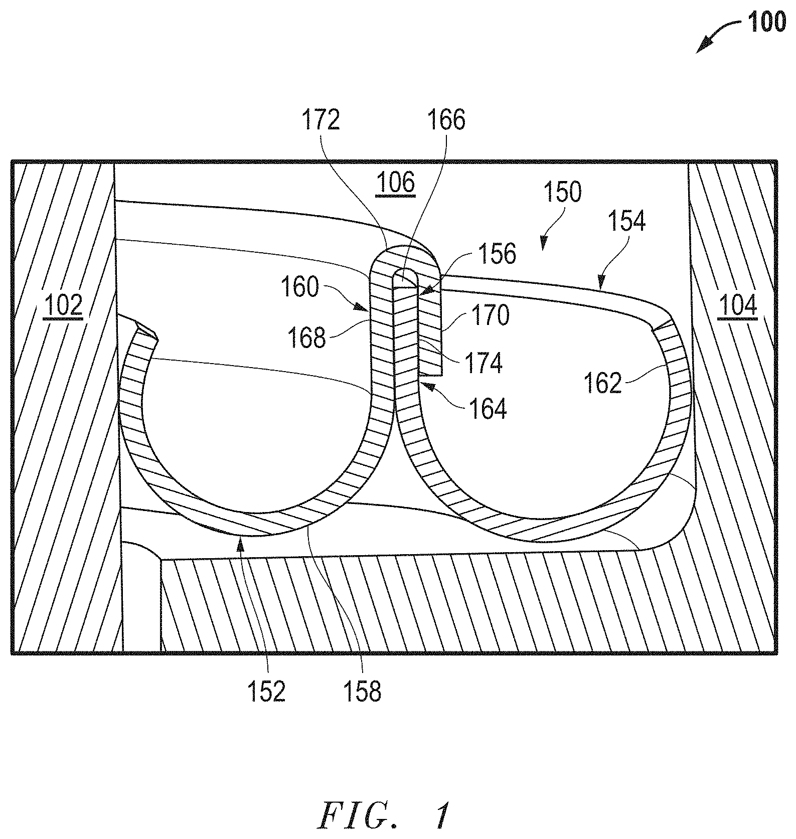 Patent US11773977 Figure 1 – Bimetallic seal