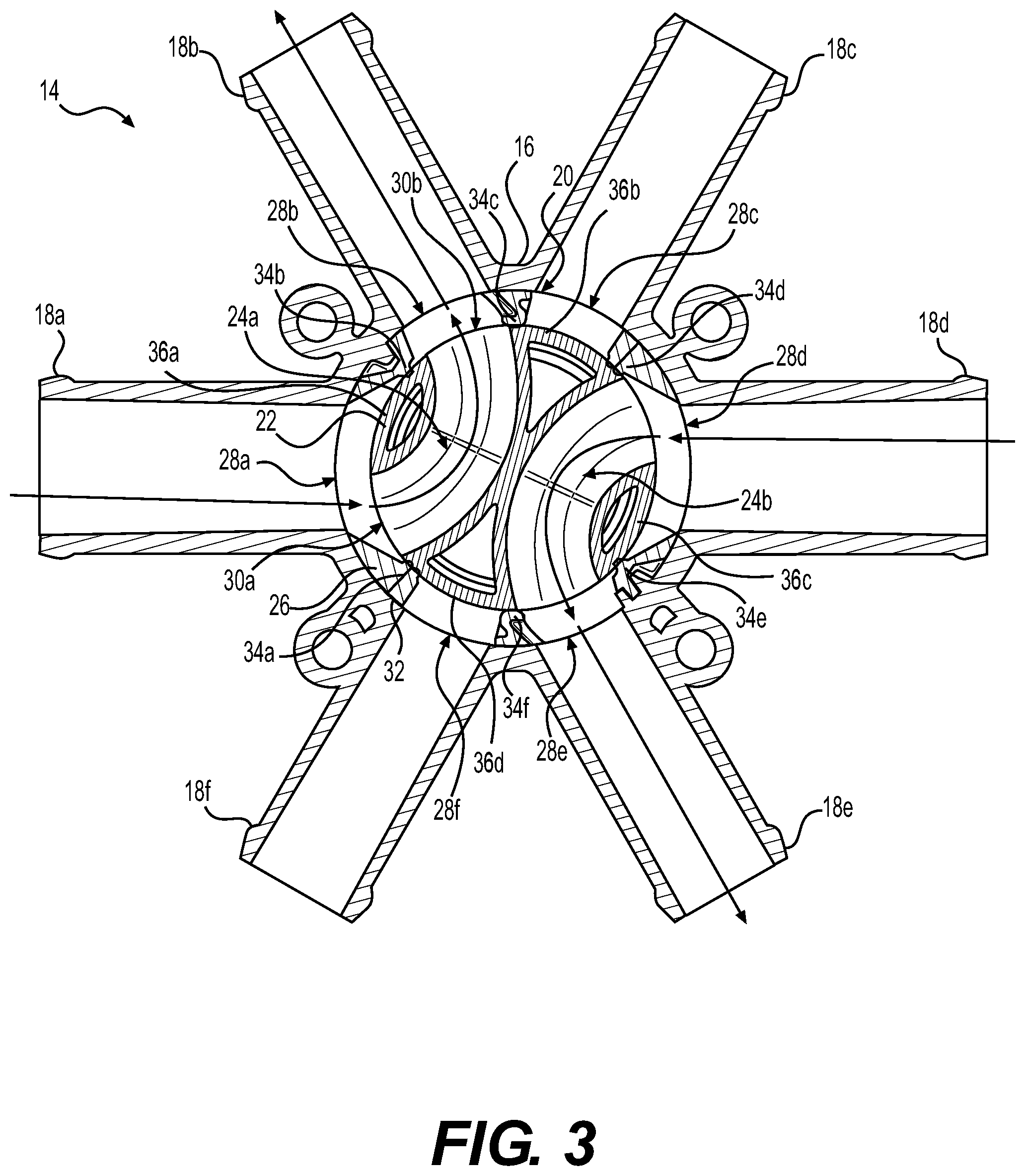 Patent US11773990 Figure 3 – Multi-port multi-mode valve
