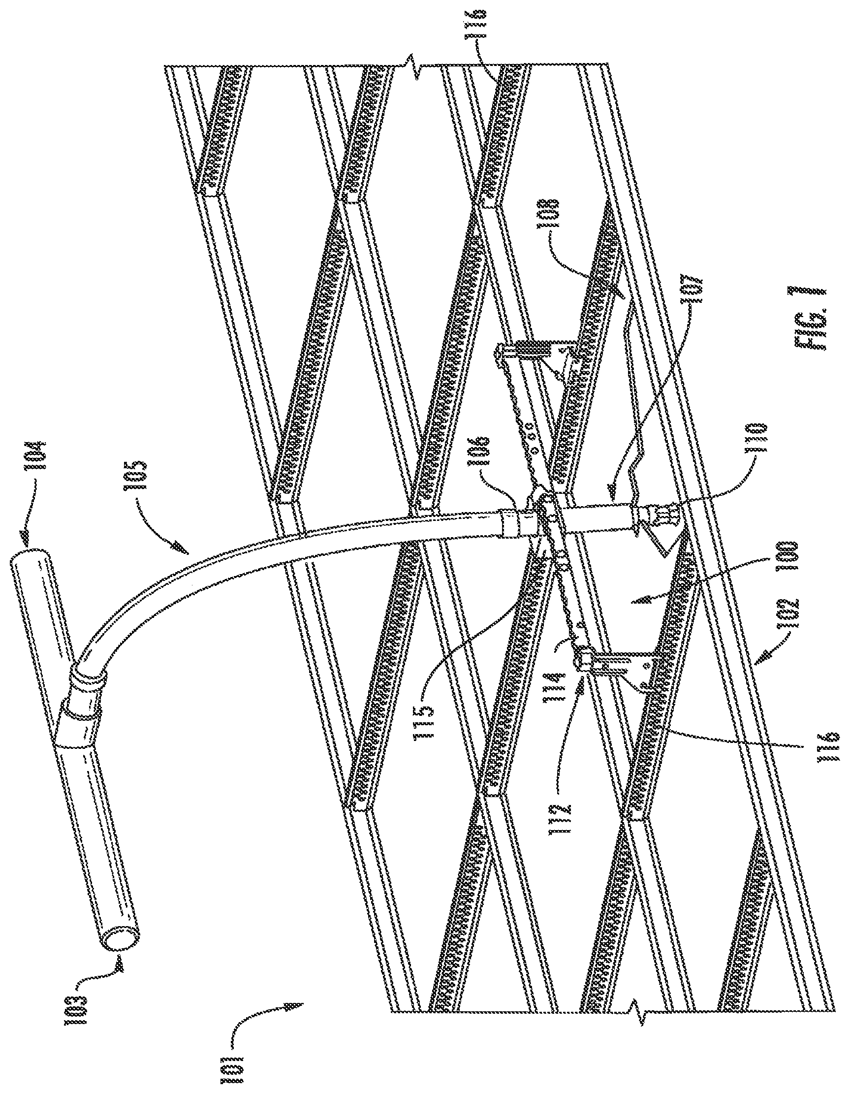 Patent US11774007 Figure 1 – Snap to grid bracket for a sprinkler support assembly