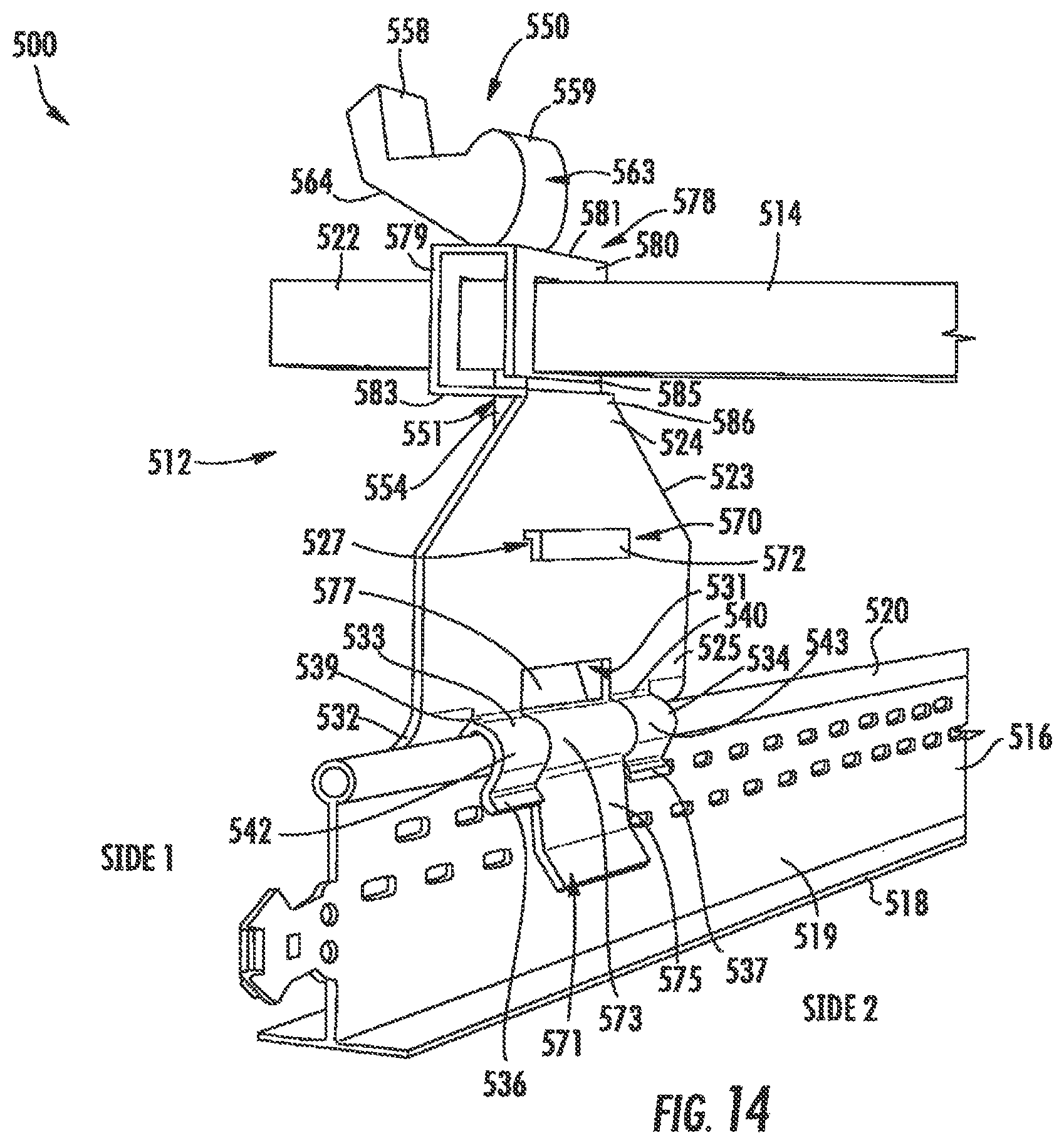 Patent US11774007 Figure 12 – Snap to grid bracket for a sprinkler support assembly
