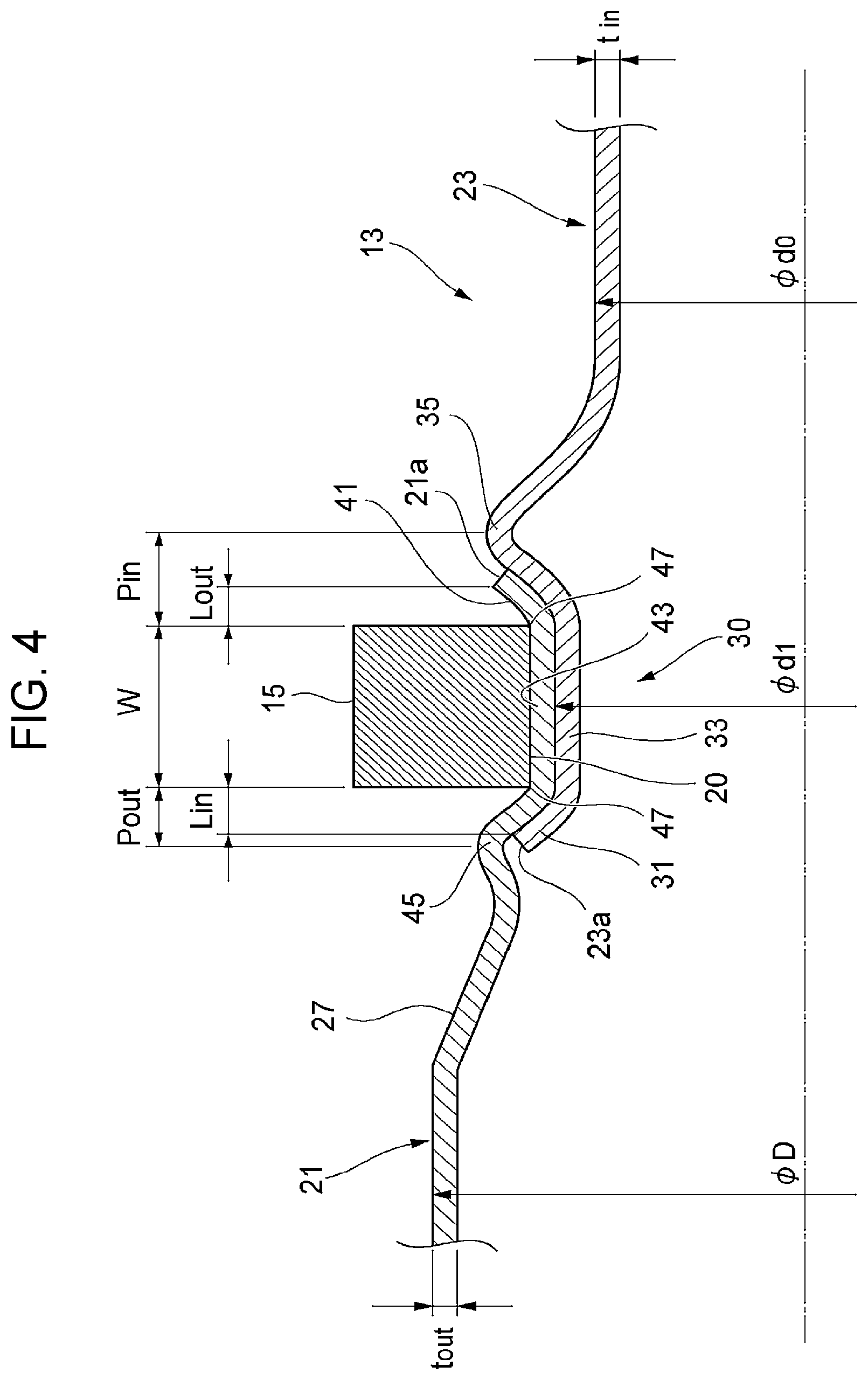 Patent US11774013 Figure 4 – Stepped pipe member and stepped pipe member production method