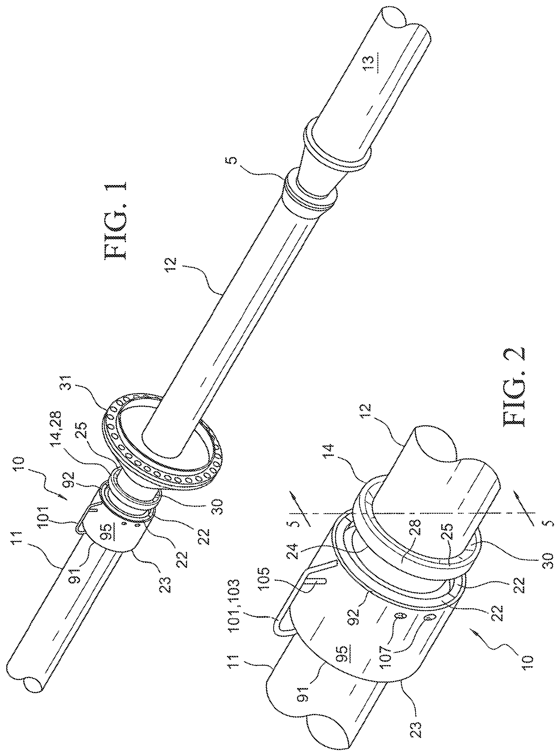 Patent US11774016 Figure 1 – Quick coupling system for vertical fluid conveying conduits