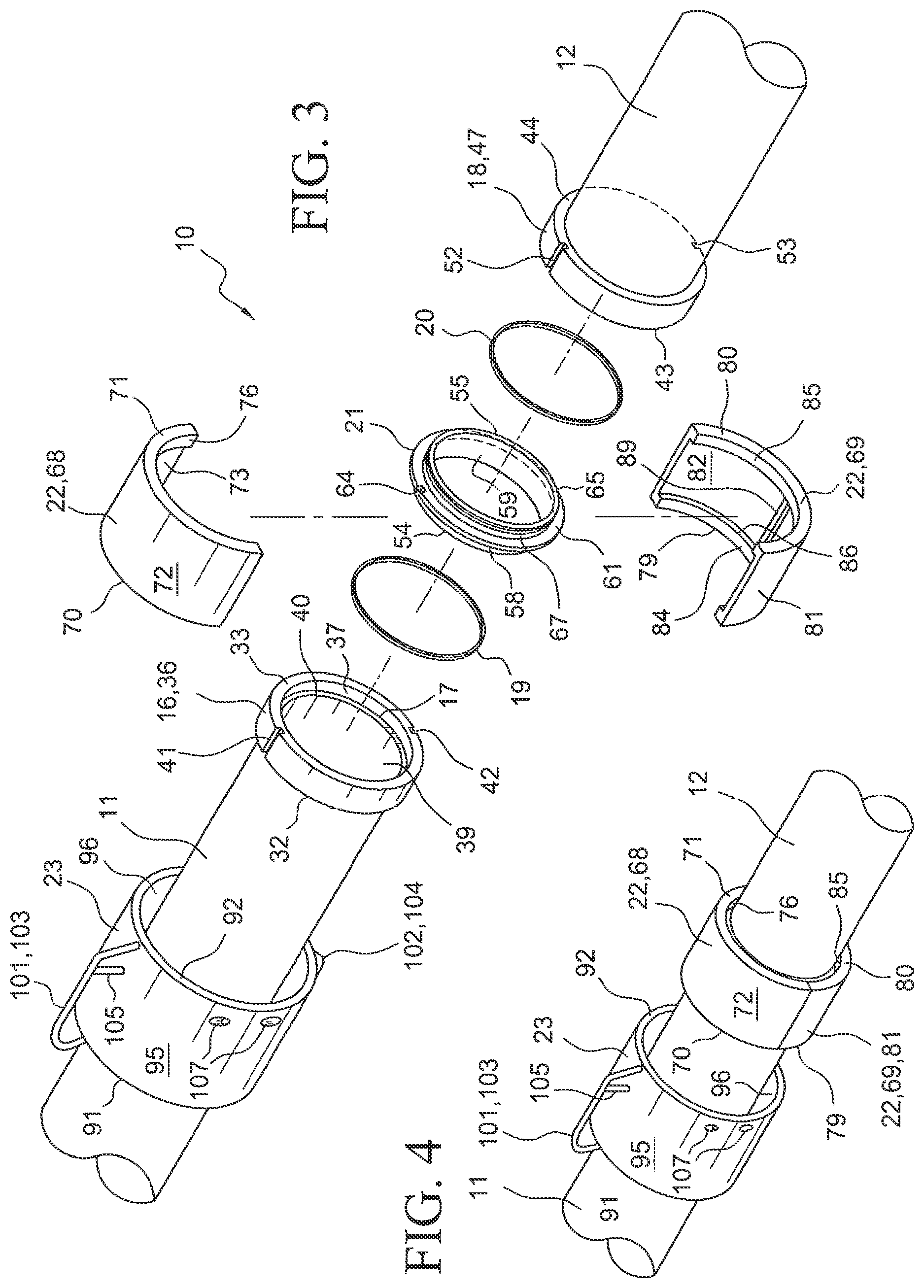 Patent US11774016 Figure 2 – Quick coupling system for vertical fluid conveying conduits
