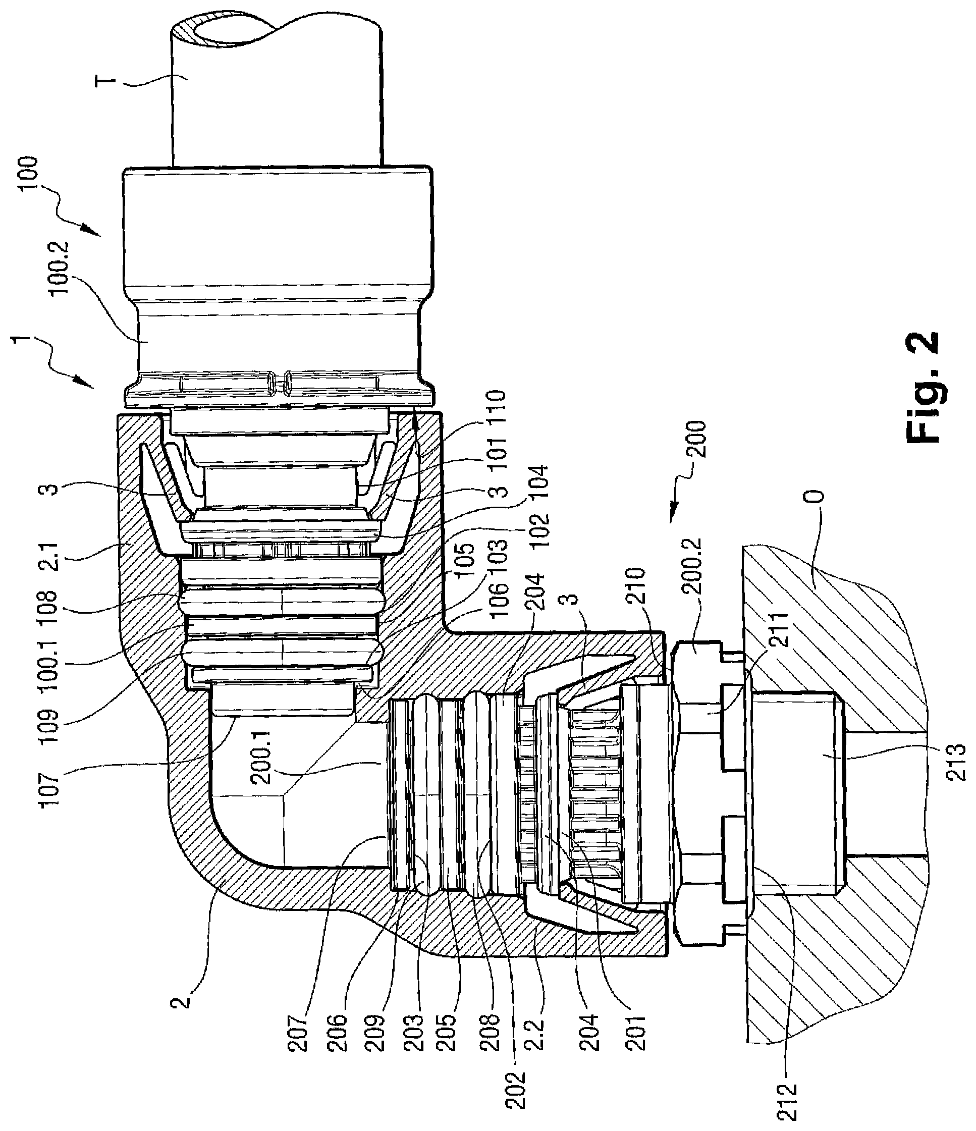 Patent US11774023 Figure 2 – Equipment for connecting fluid conveying pipes