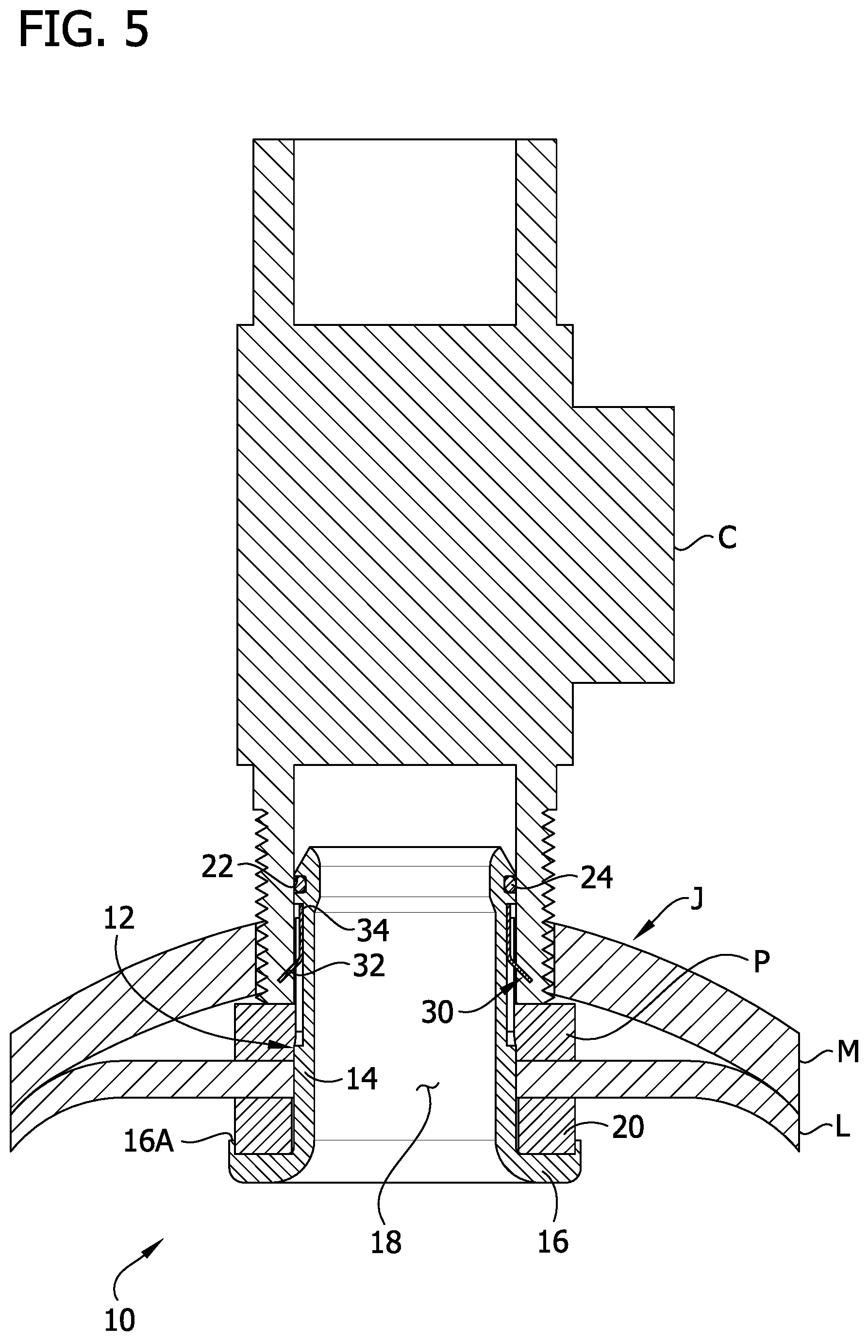 Patent US11774025 Figure 5 – Fitting for connecting a main pipe liner to a branch conduit