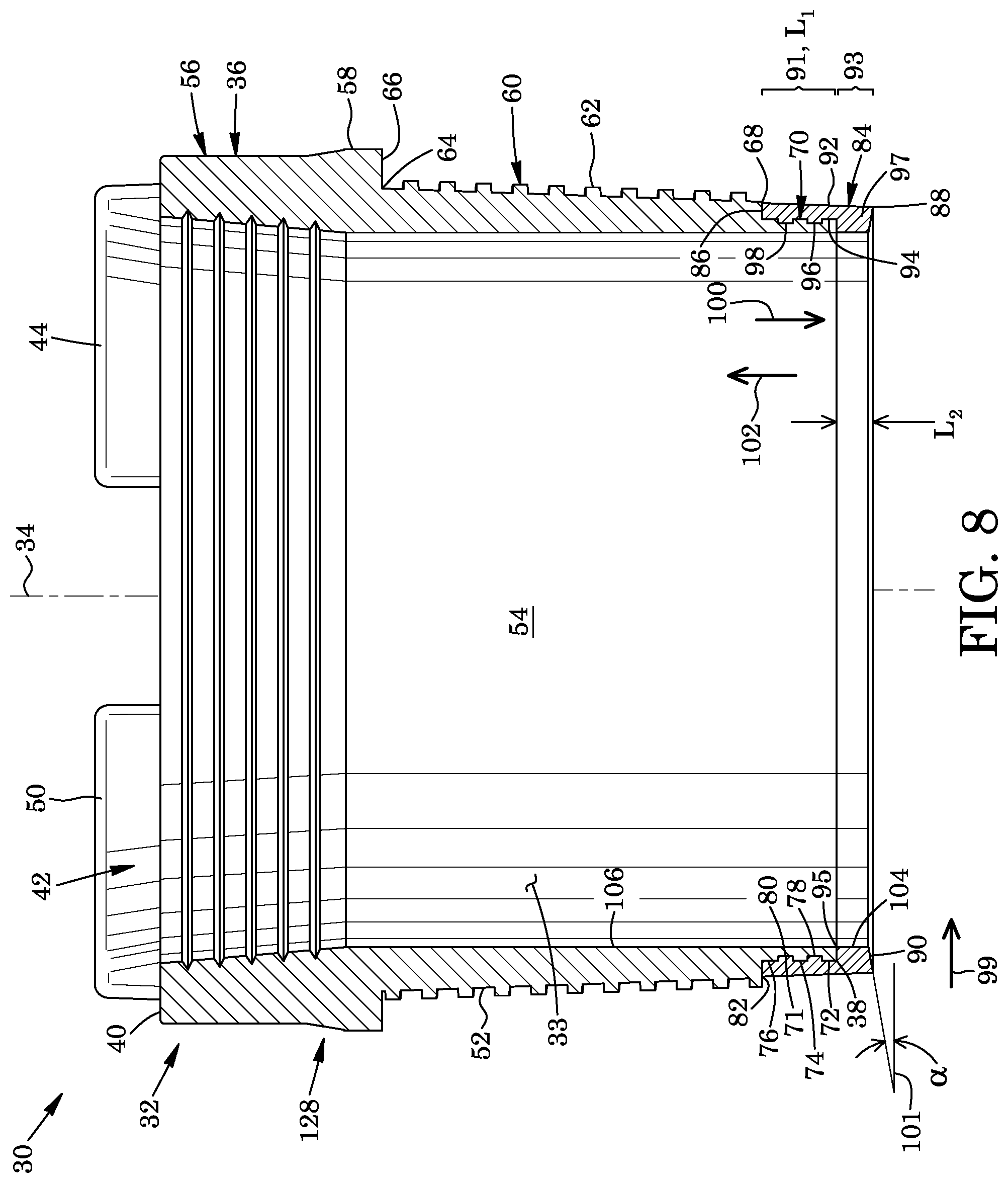 Patent US11774029 Figure 5 – Open-ended pipe thread protector with seal thereon and seal therefor
