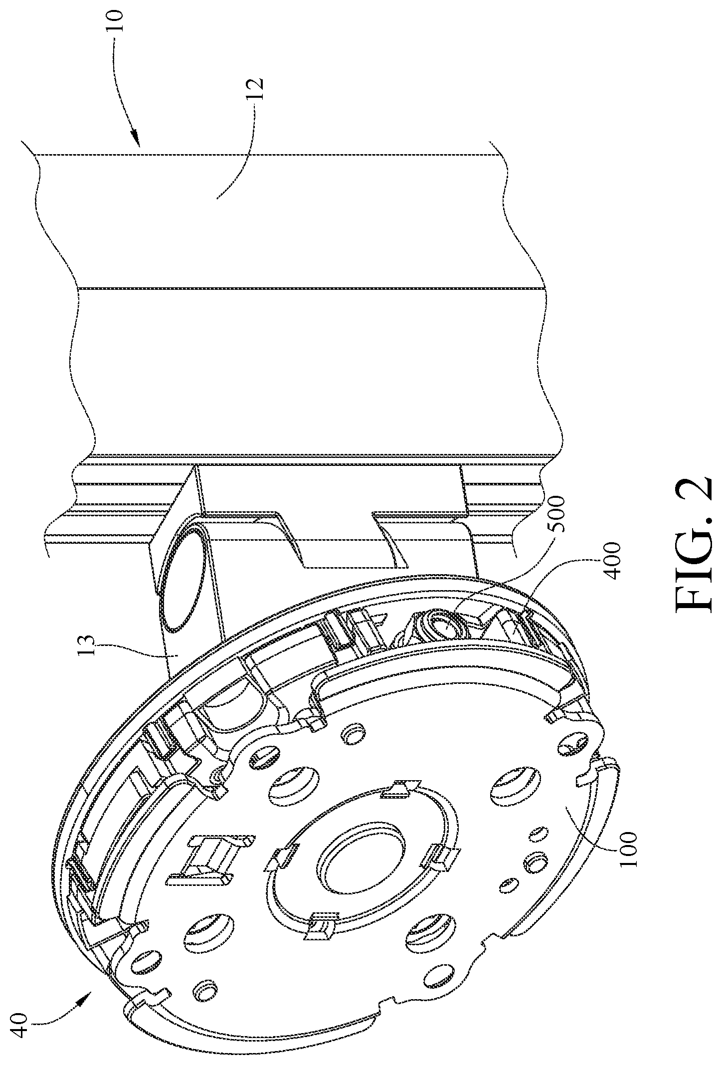 Patent US11774032 Figure 2 – Biaxal pivoting mechanism and angle adjustment device