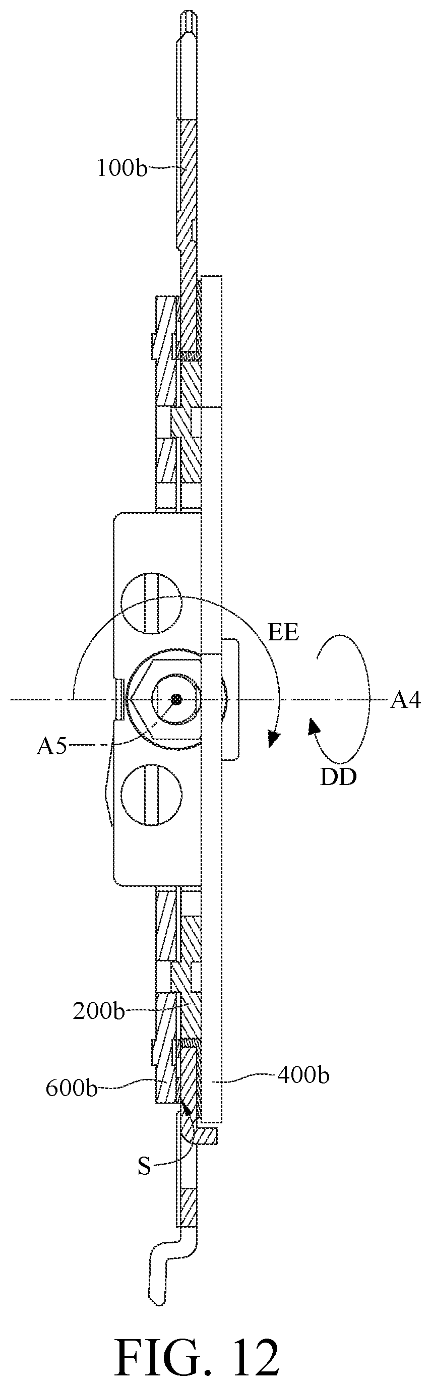 Patent US11774032 Figure 12 – Biaxal pivoting mechanism and angle adjustment device