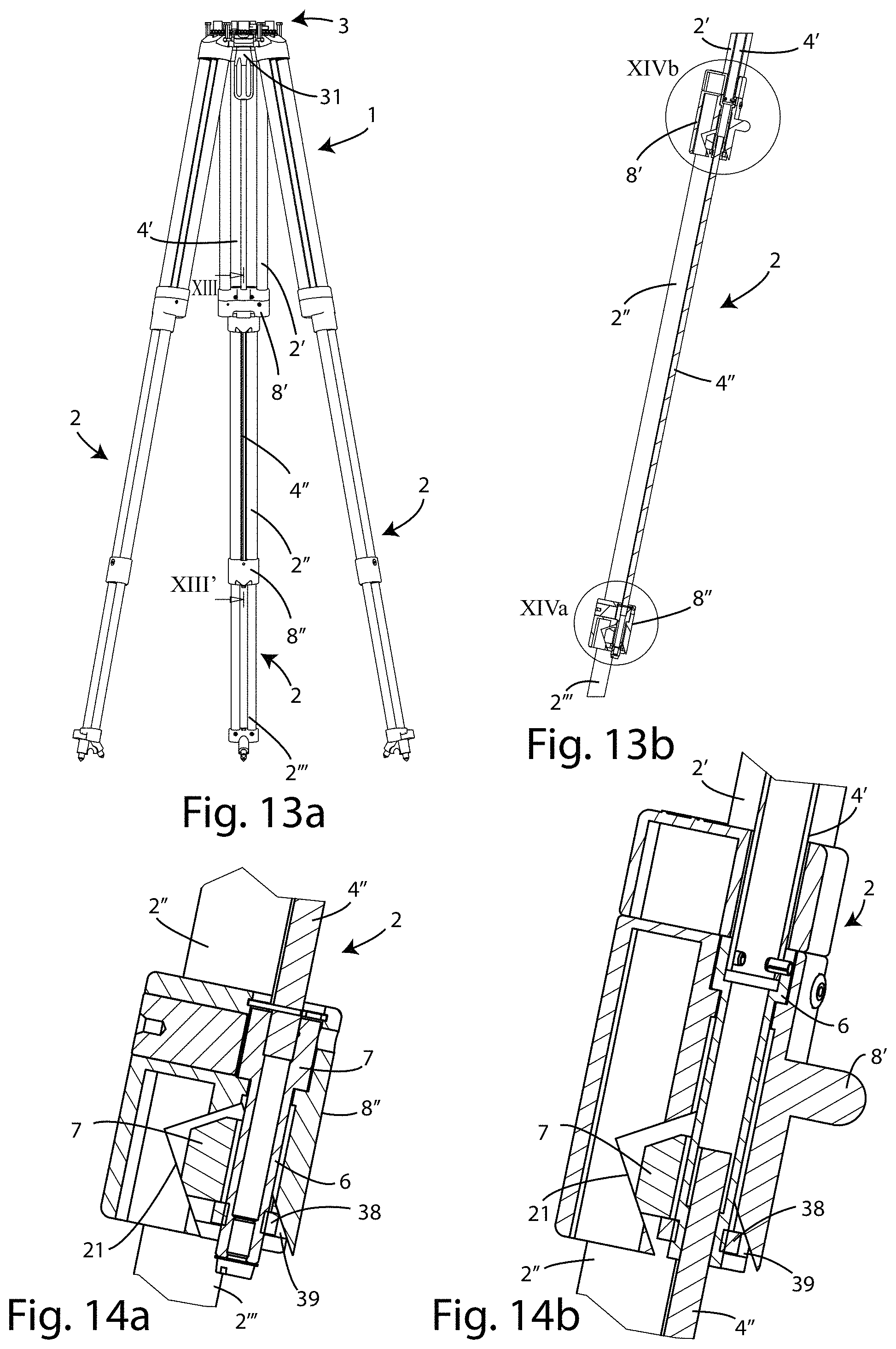 Patent US11774035 Figure 8 – Tripod with system for locking/unlocking the legs