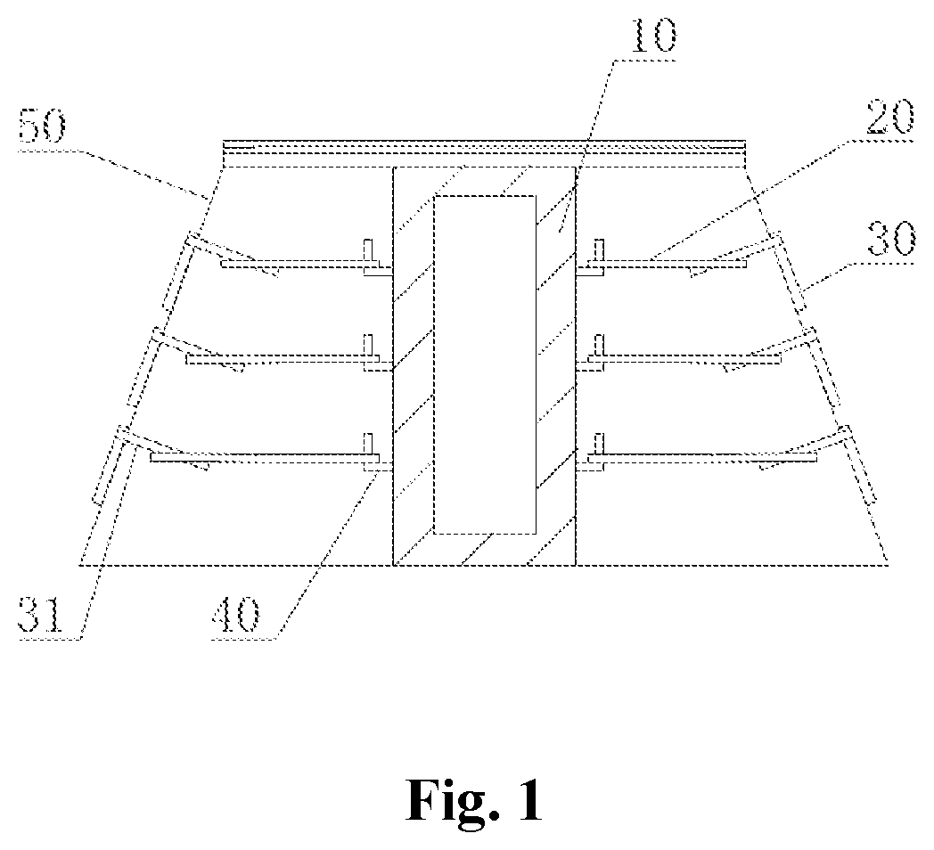Patent US11774041 Figure 1 – Integral side slope structure of soil covering tank