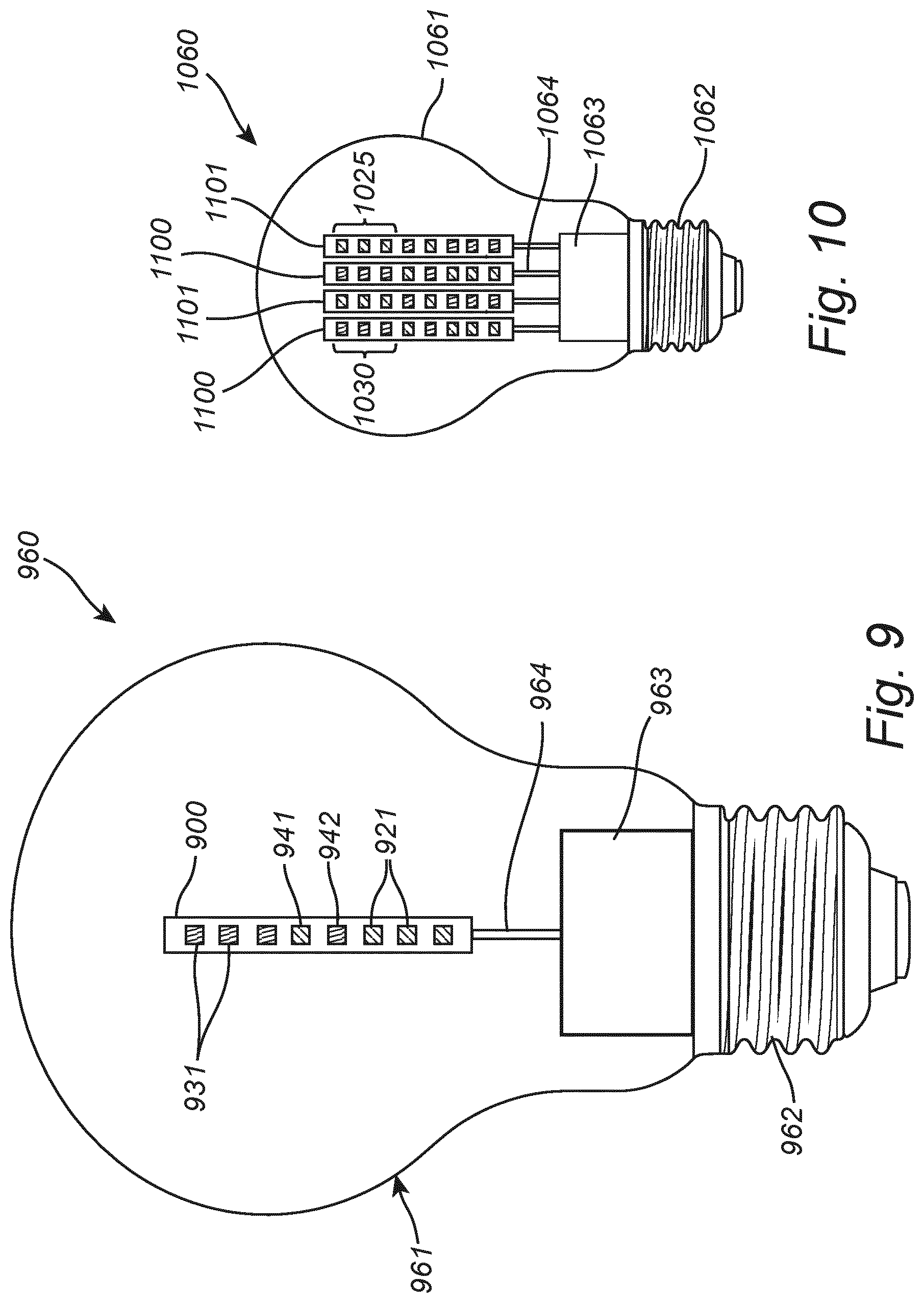 Patent US11774045 Figure 4 – Color controllable LED filament with a smooth transition
