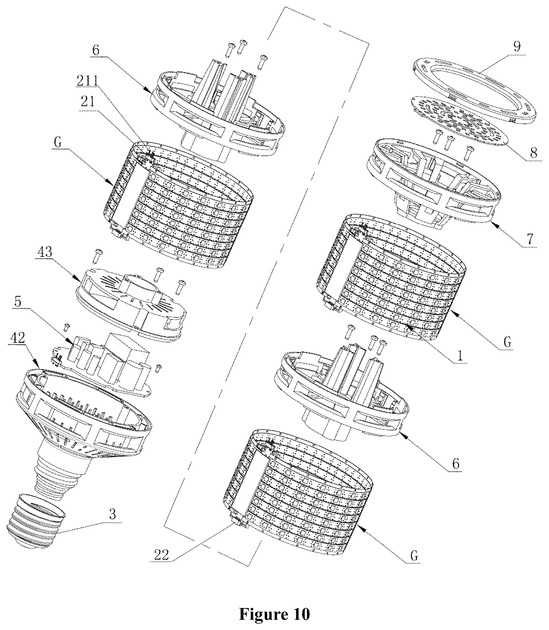 Patent US11774046 Figure 7 – LED light source assembly and high-power lamp using the same