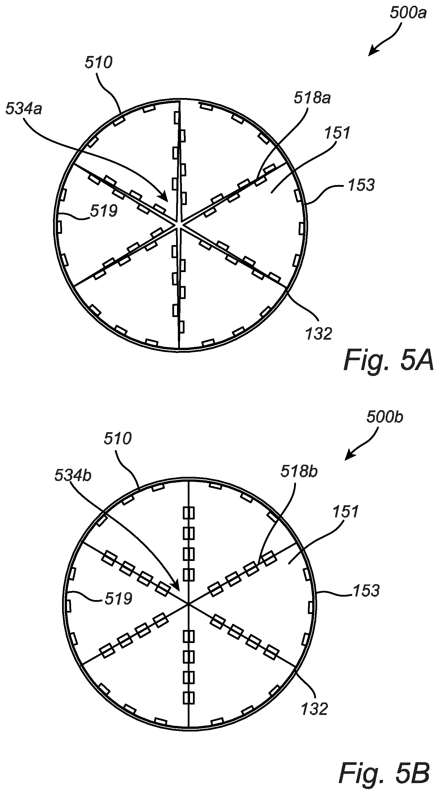 Patent US11774047 Figure 5 – LED strip configurtions for large area round luminaires providing homogeneous lighting