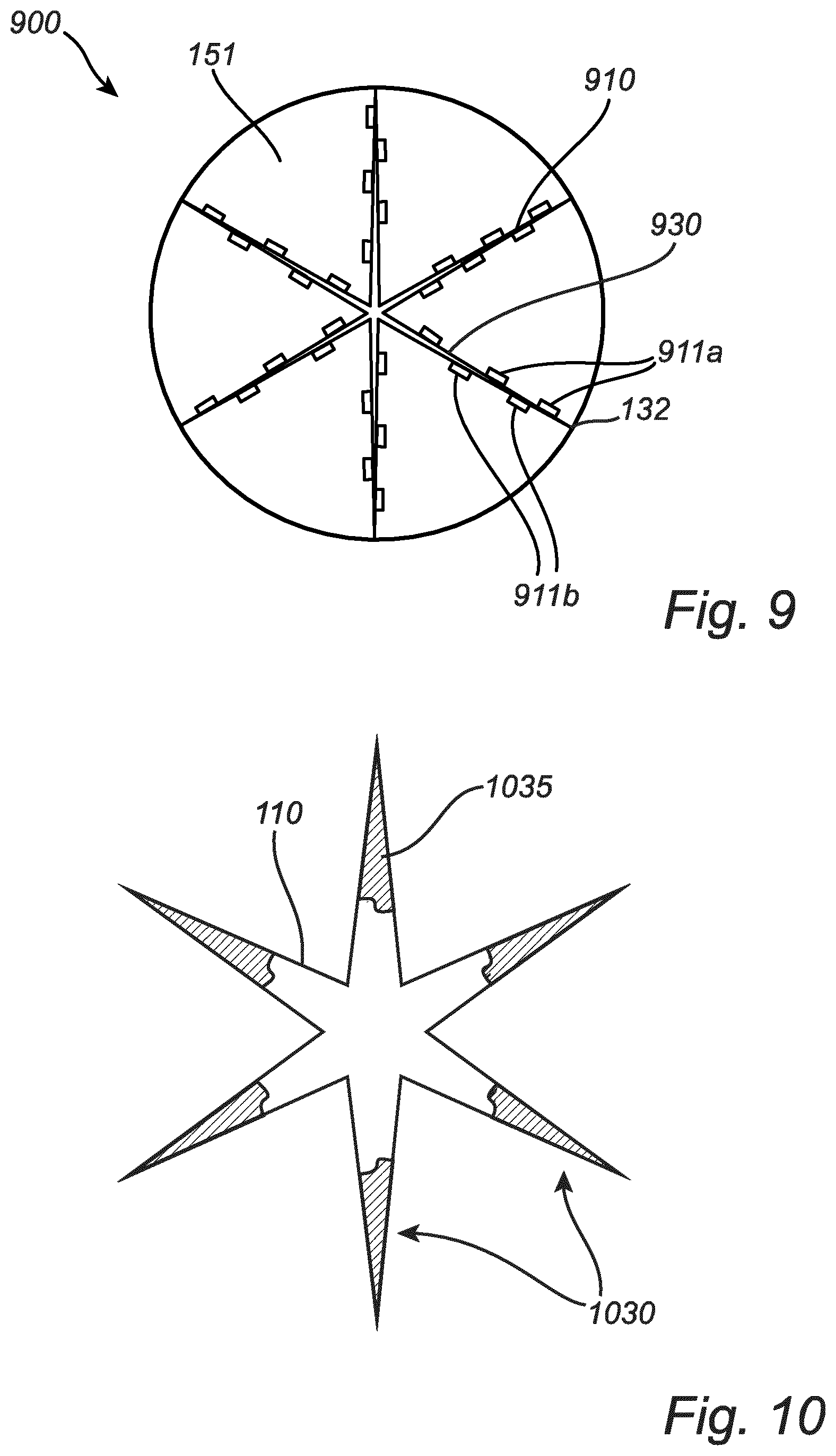 Patent US11774047 Figure 8 – LED strip configurtions for large area round luminaires providing homogeneous lighting