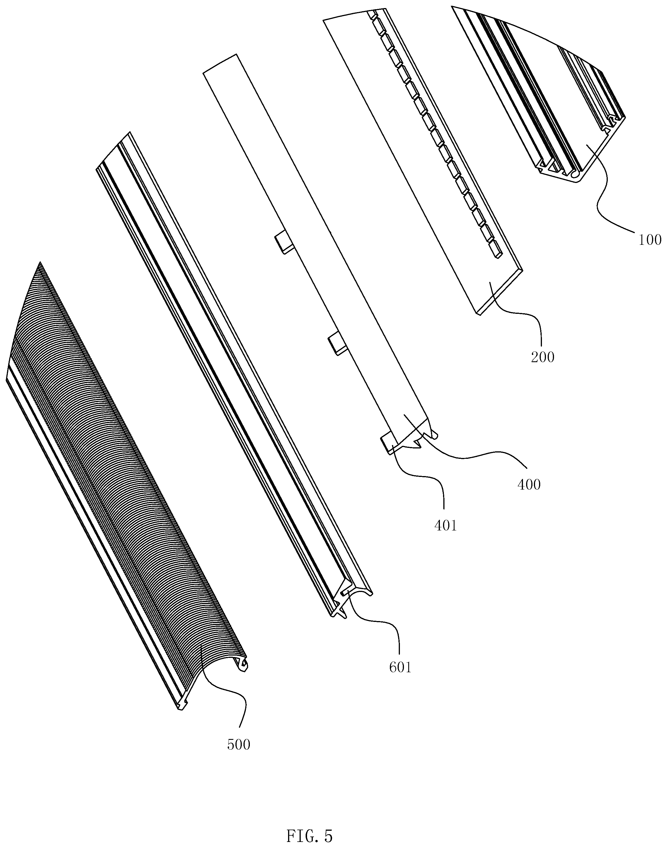 Patent US11774052 Figure 5 – High-efficiency linear light source focused strip lamp