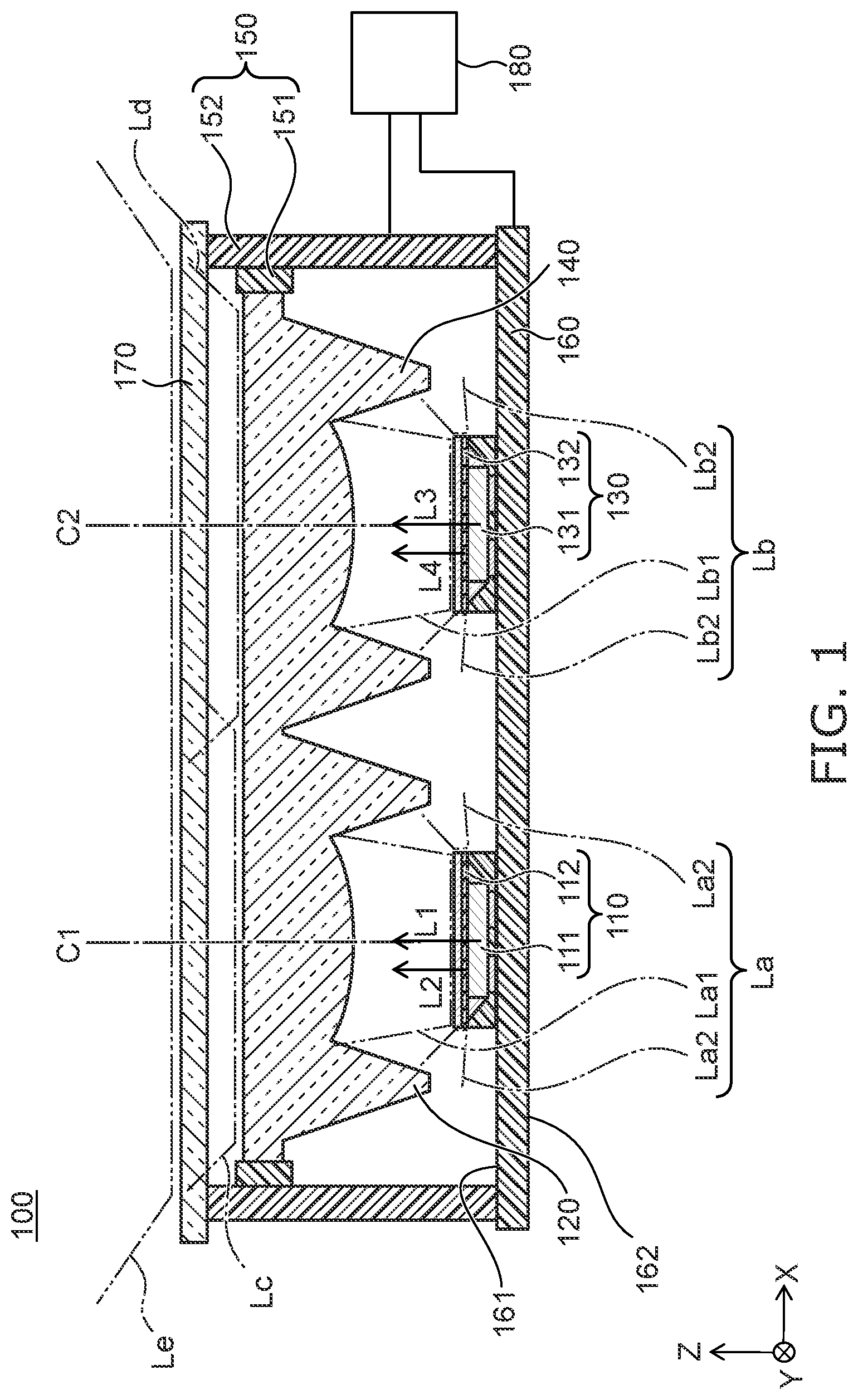 Patent US11774057 — Light emitting module — Figure 1