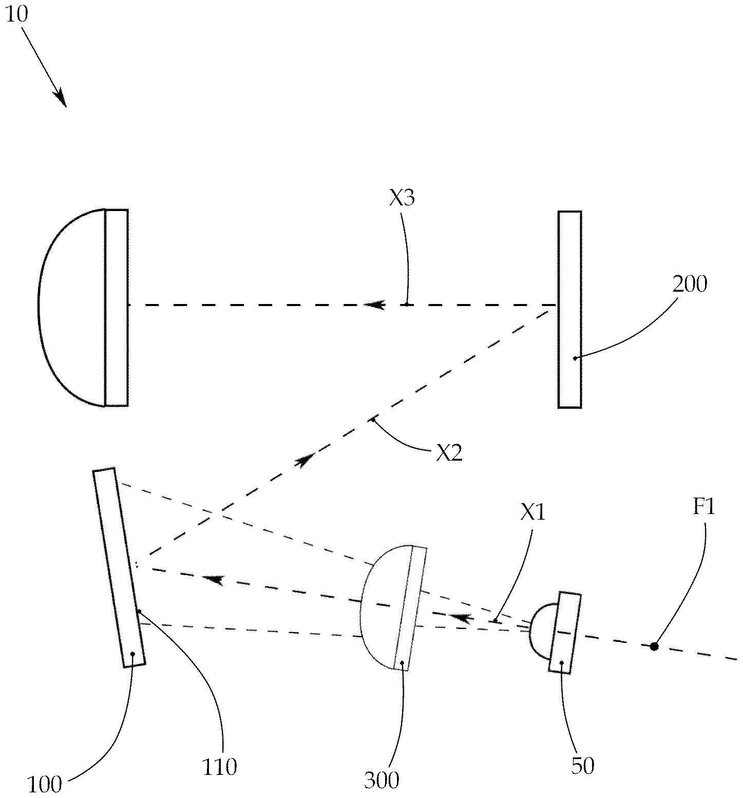 Patent US11774058 Figure 1 – Vehicle illumination apparatus having two deflectors and an expanding optic