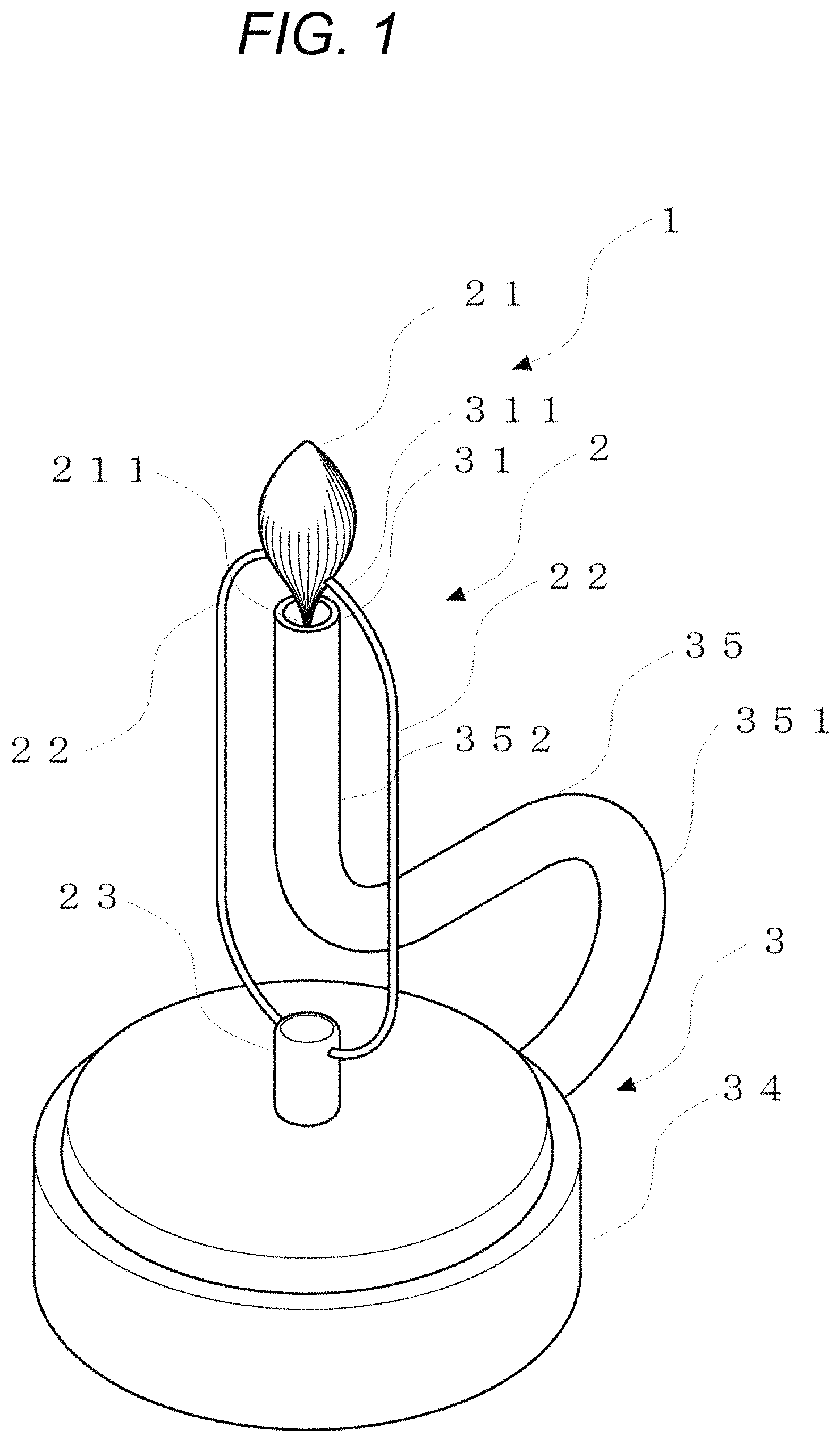 Patent US11774064 Figure 1 – Lighting device provided with lighting equipment lens
