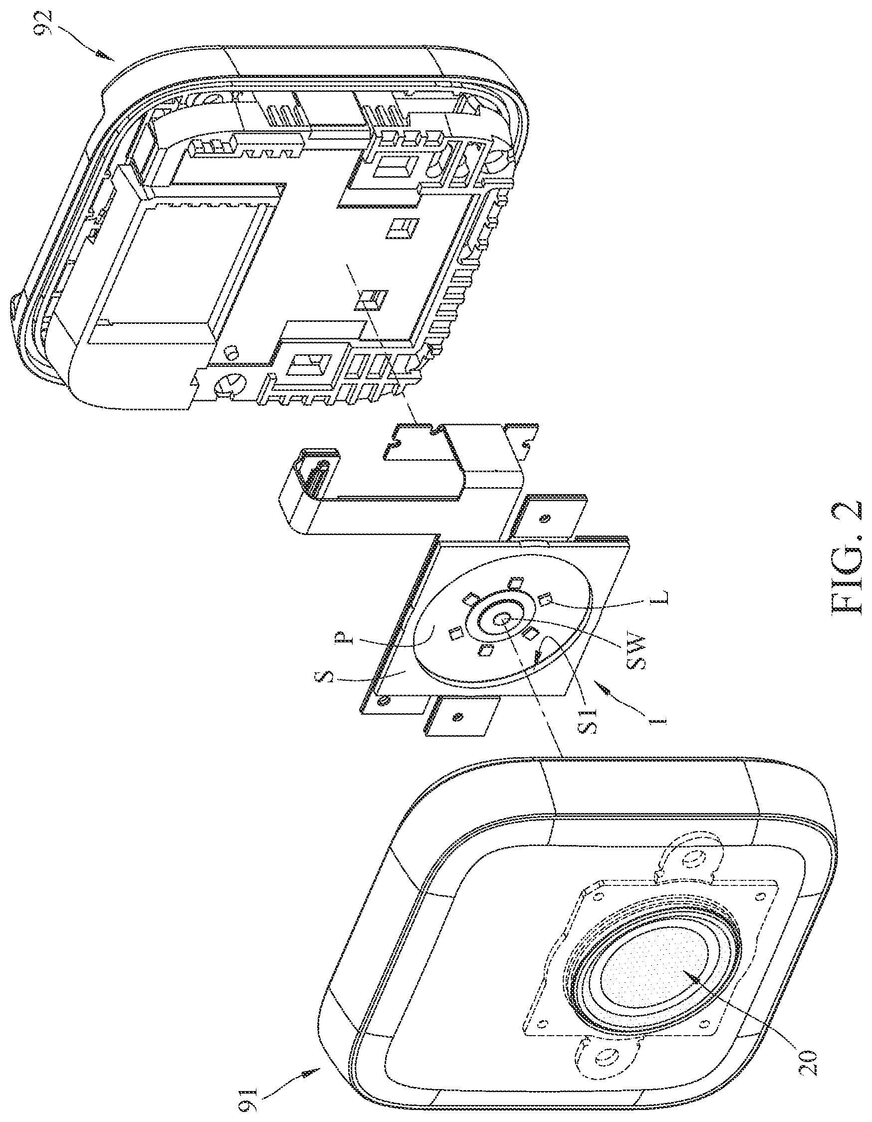 Patent US11774071 Figure 2 – Light-emitting module and button structure and electronic device including the same