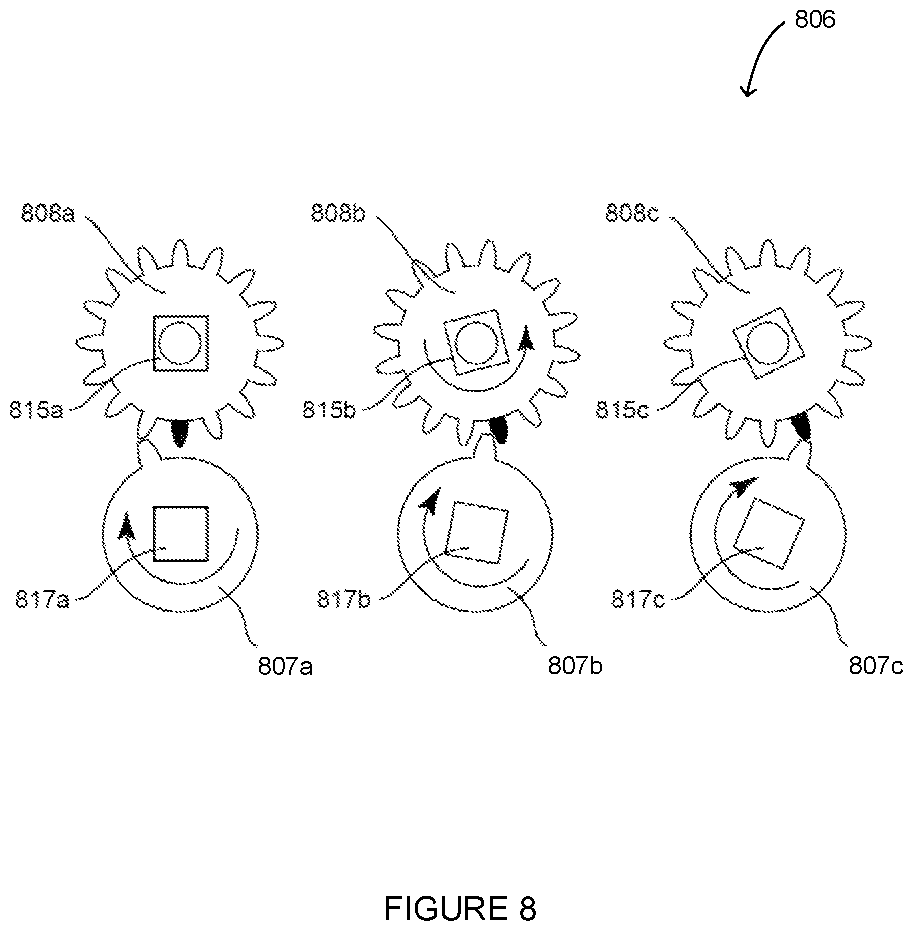 Patent US11774075 Figure 8 – Absolute position sensing system for stepper motor mechanism