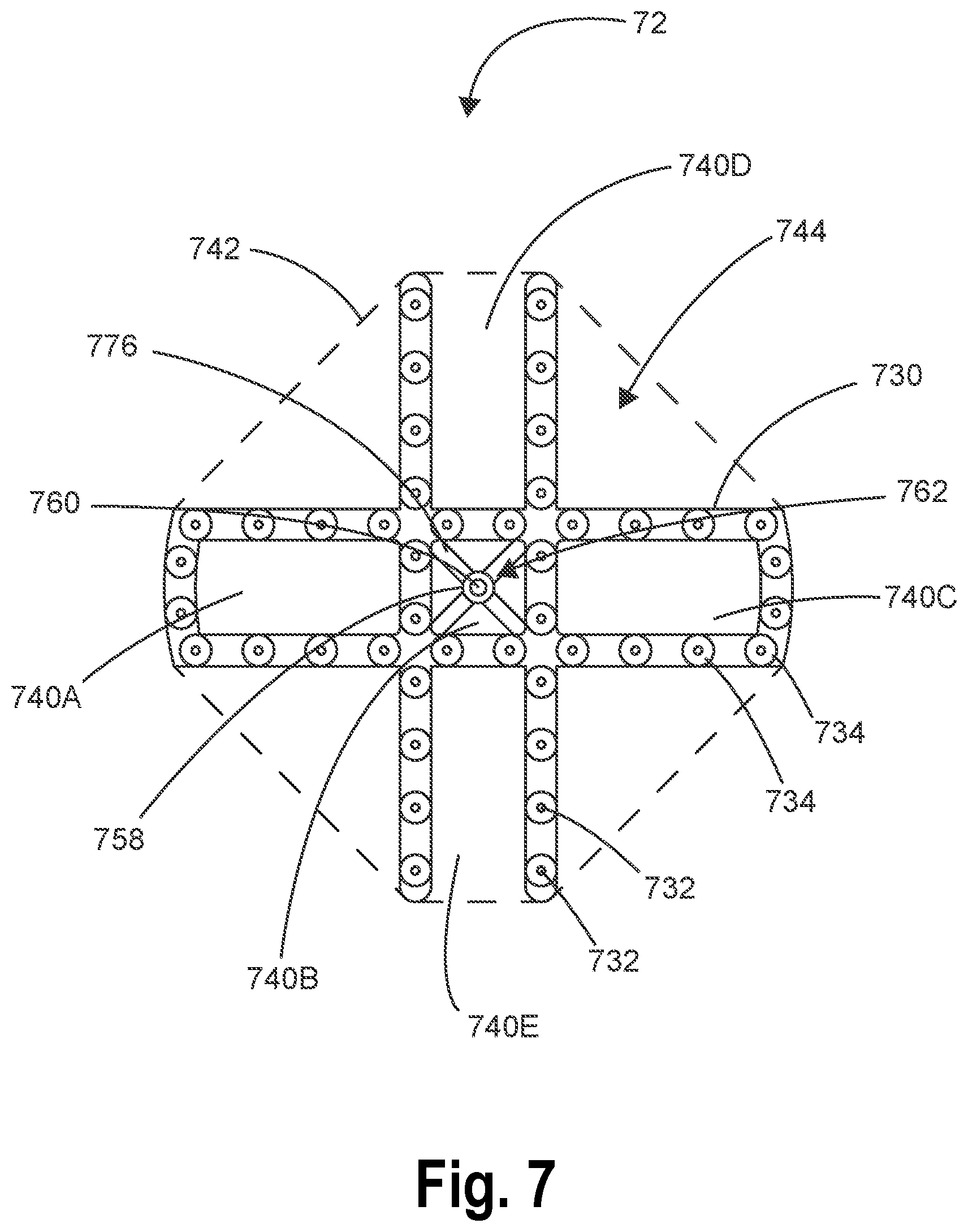Patent US11774076 Figure 7 – Aerodynamic surgical light and boom systems