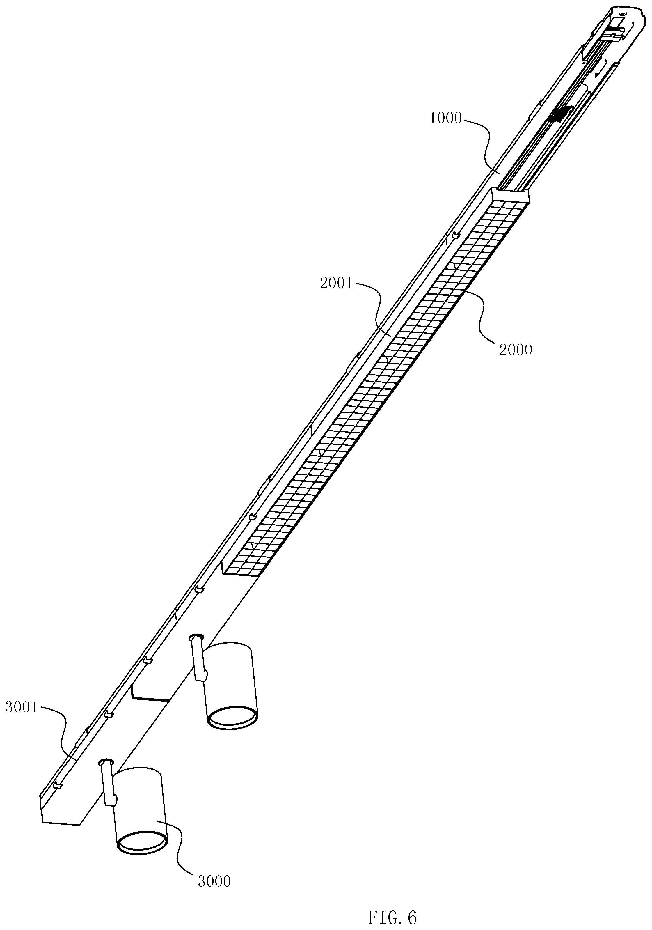 Patent US11774078 Figure 6 – Interconnected wire trough and space lighting system