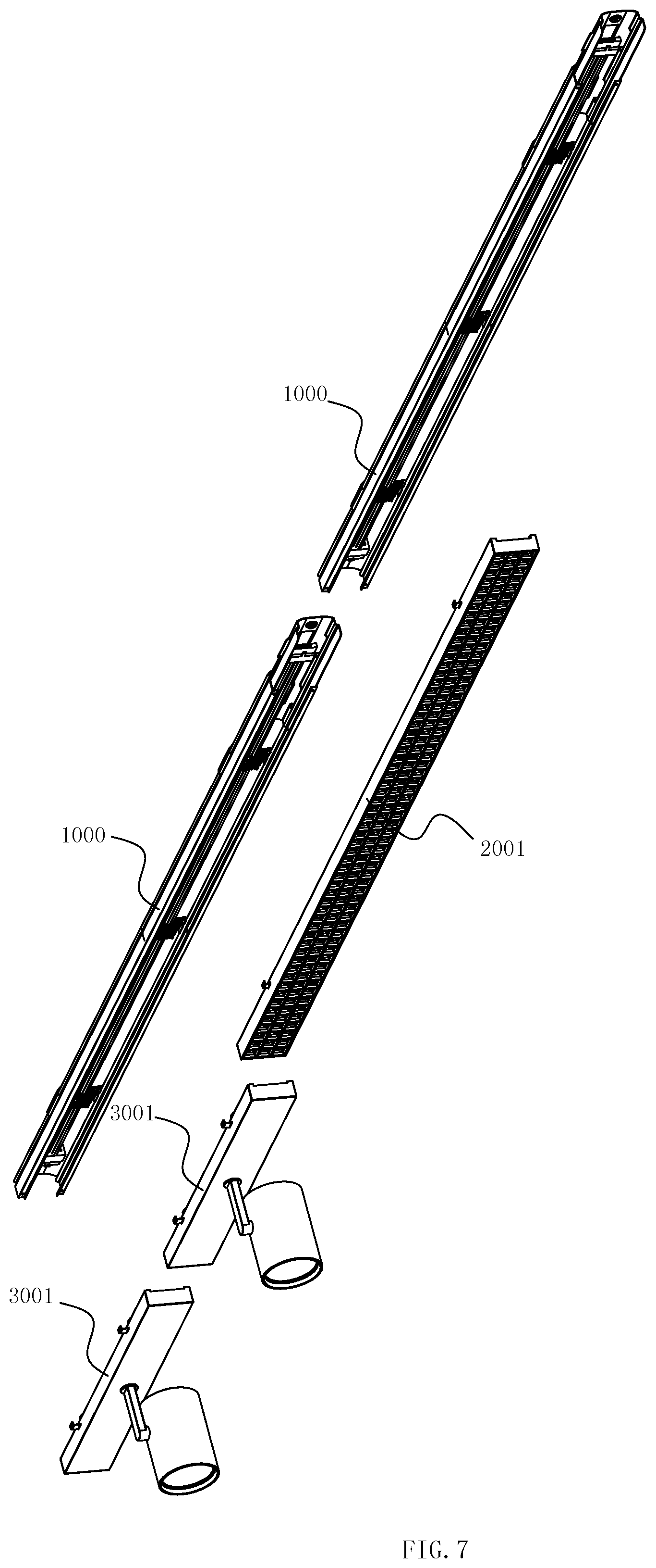 Patent US11774078 Figure 7 – Interconnected wire trough and space lighting system