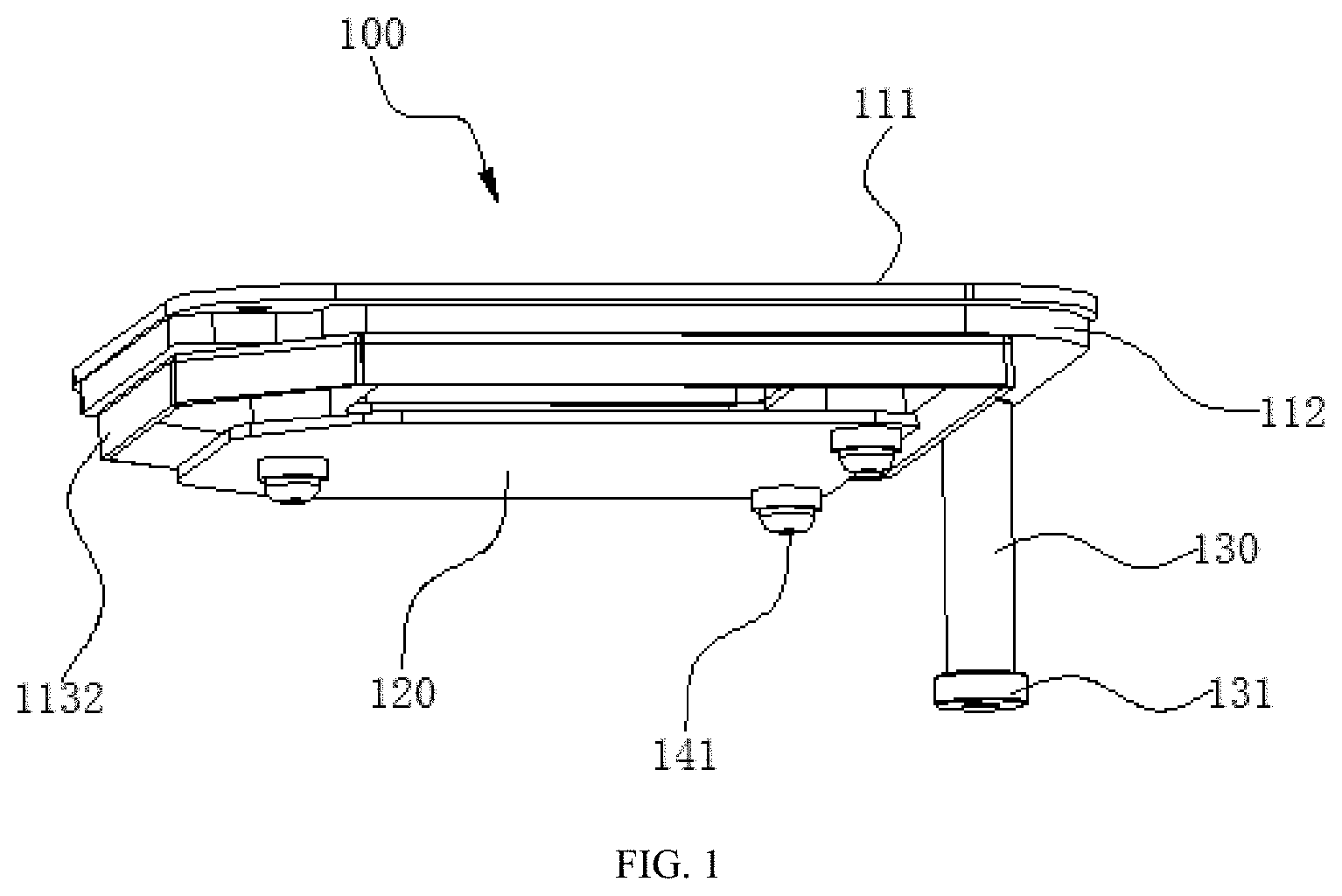 Patent US11774086 Figure 1 – Simple light-blocking and air-exhausting device, and stage light fixture including same