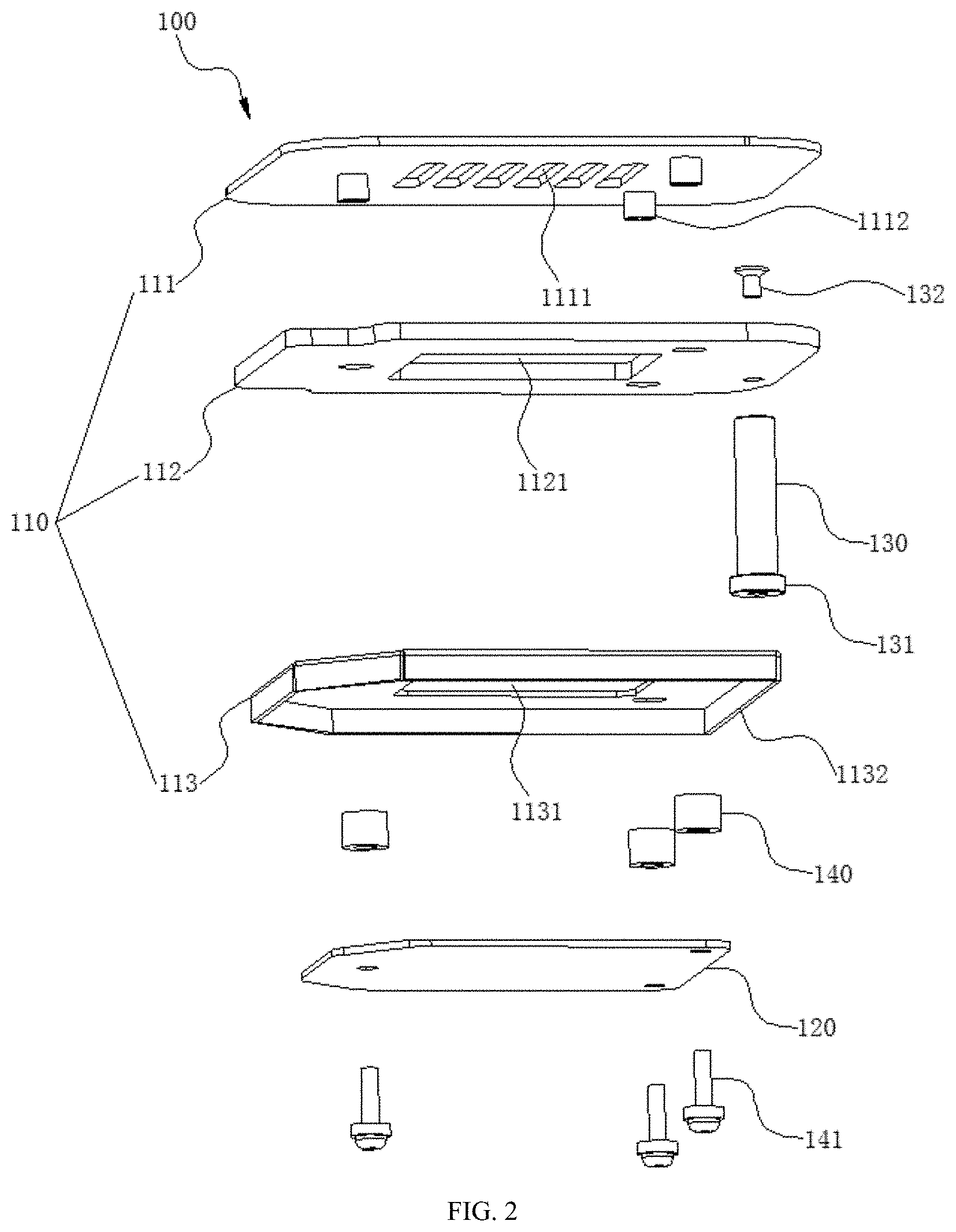 Patent US11774086 Figure 2 – Simple light-blocking and air-exhausting device, and stage light fixture including same
