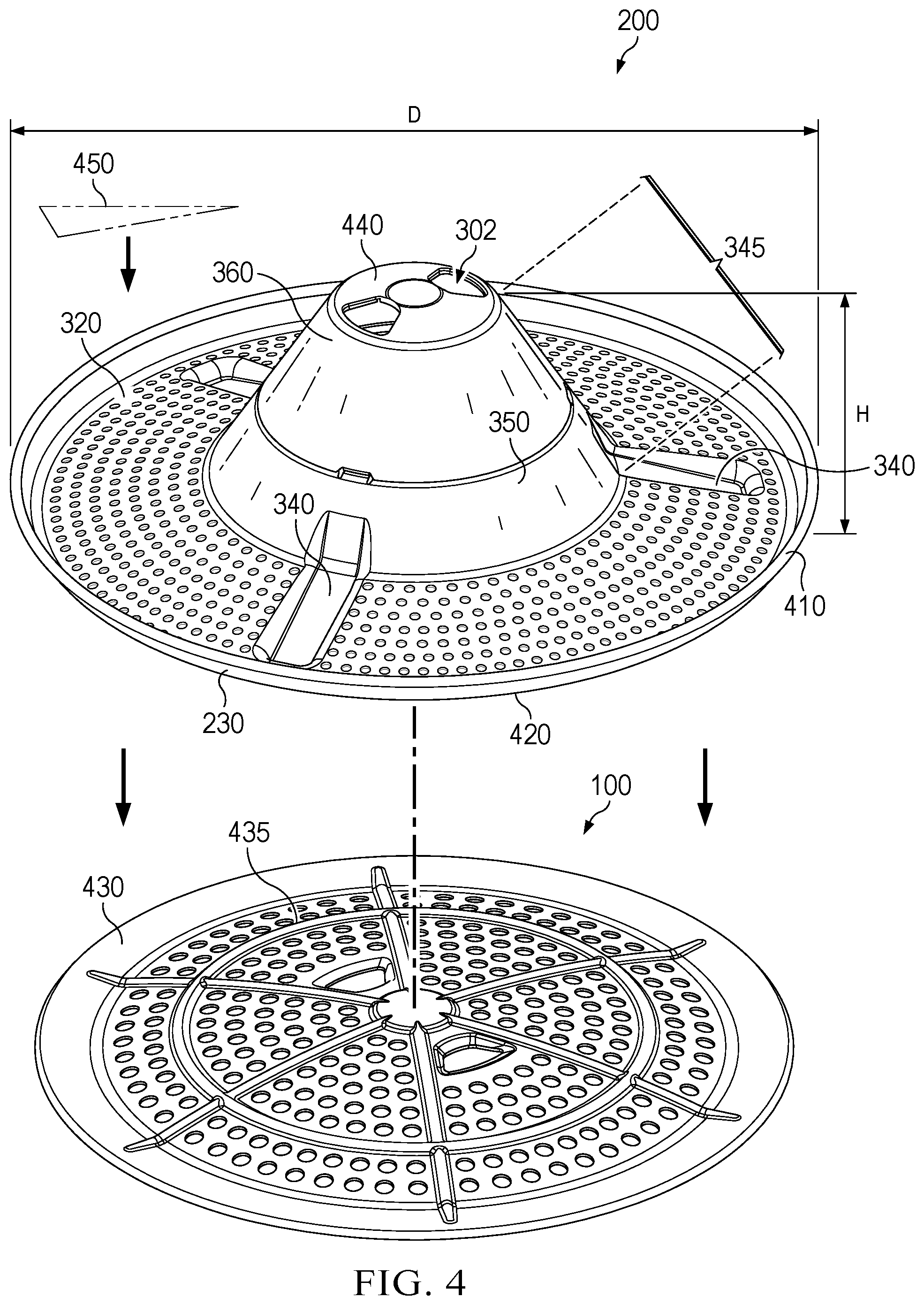 Patent US11774089 Figure 4 – Combustible fuel burning stove with pellet adapter