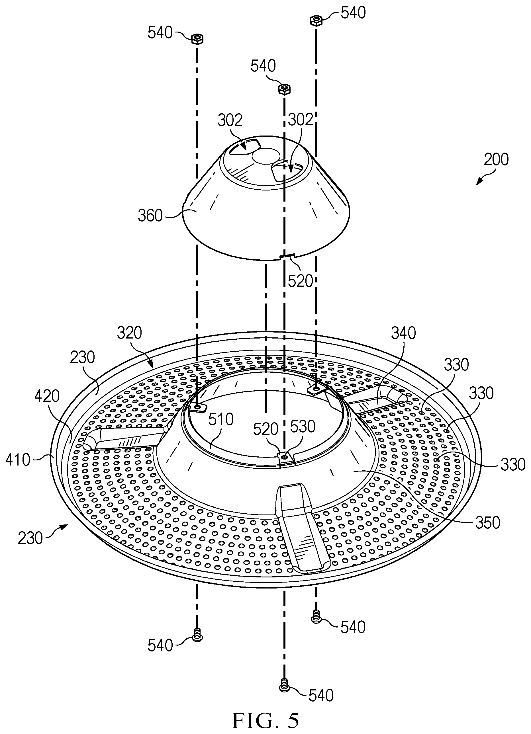 Patent US11774089 Figure 5 – Combustible fuel burning stove with pellet adapter