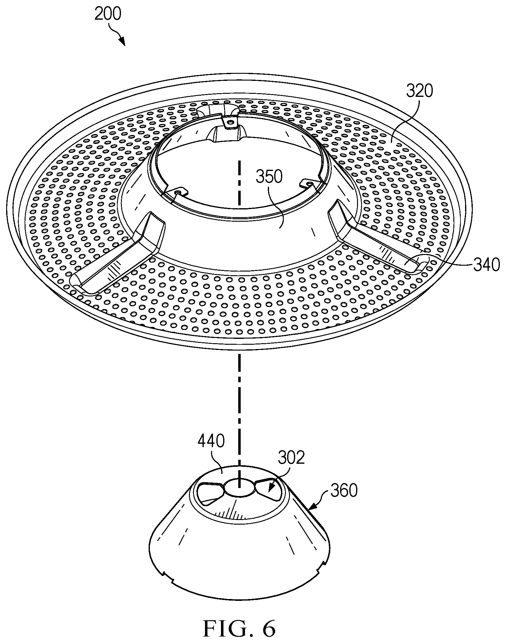 Patent US11774089 Figure 6 – Combustible fuel burning stove with pellet adapter