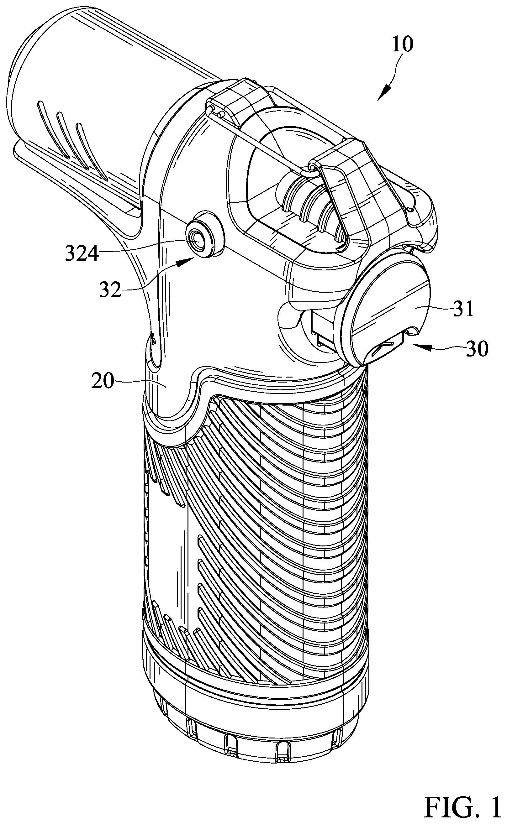 Patent US11774092 Figure 1 – Blowtorch having continuous-flame mode