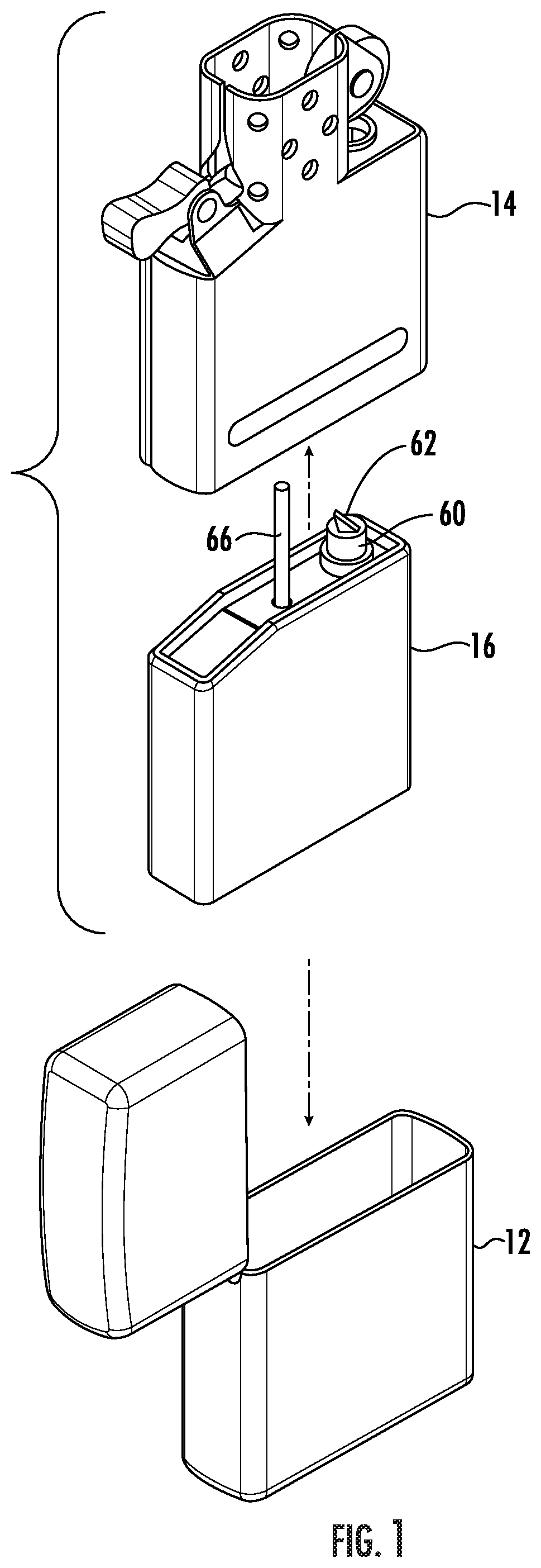 Patent US11774095 Figure 1 – Modular pyrophoric lighter