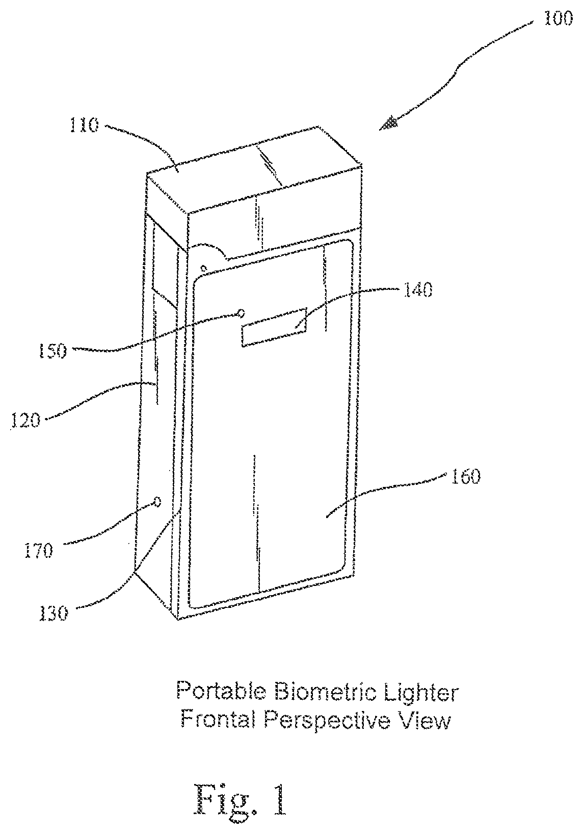 Patent US11774096 Figure 1 – Portable biometric lighter