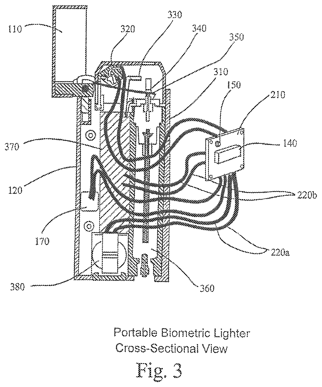 Patent US11774096 Figure 3 – Portable biometric lighter