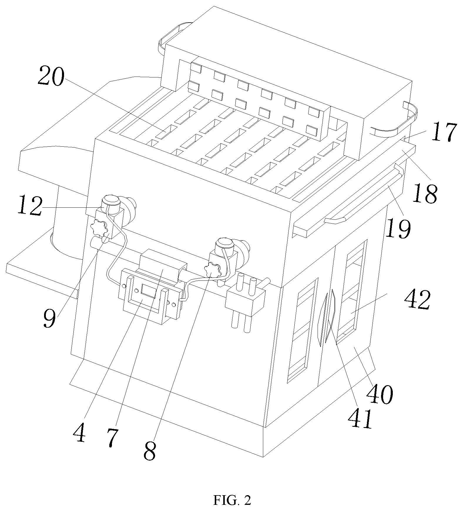 Patent US11774104 Figure 2 – Gas oven with stations under parallel or synchronous control