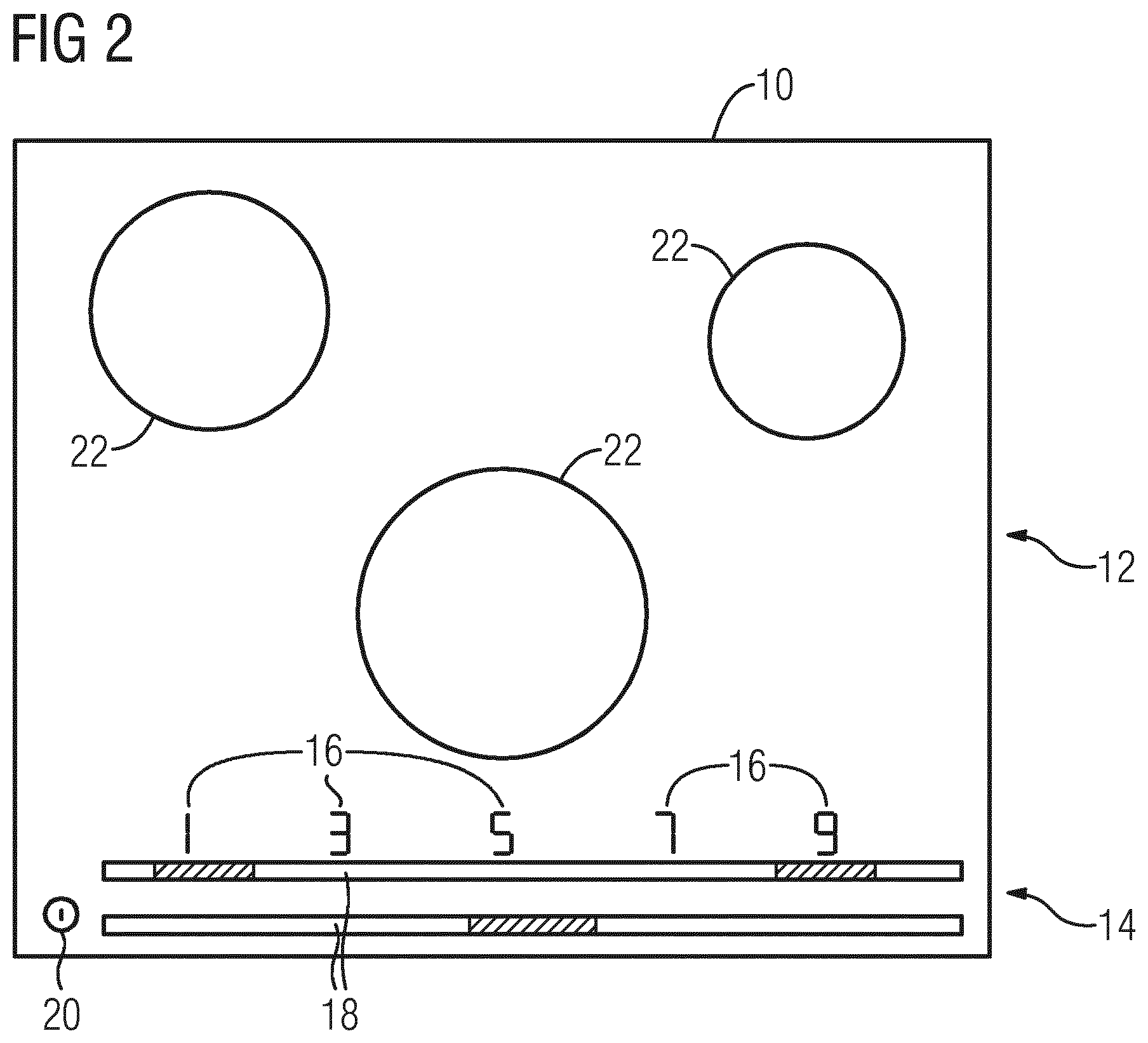 Patent US11774107 Figure 2 – Cooking hob with user interface