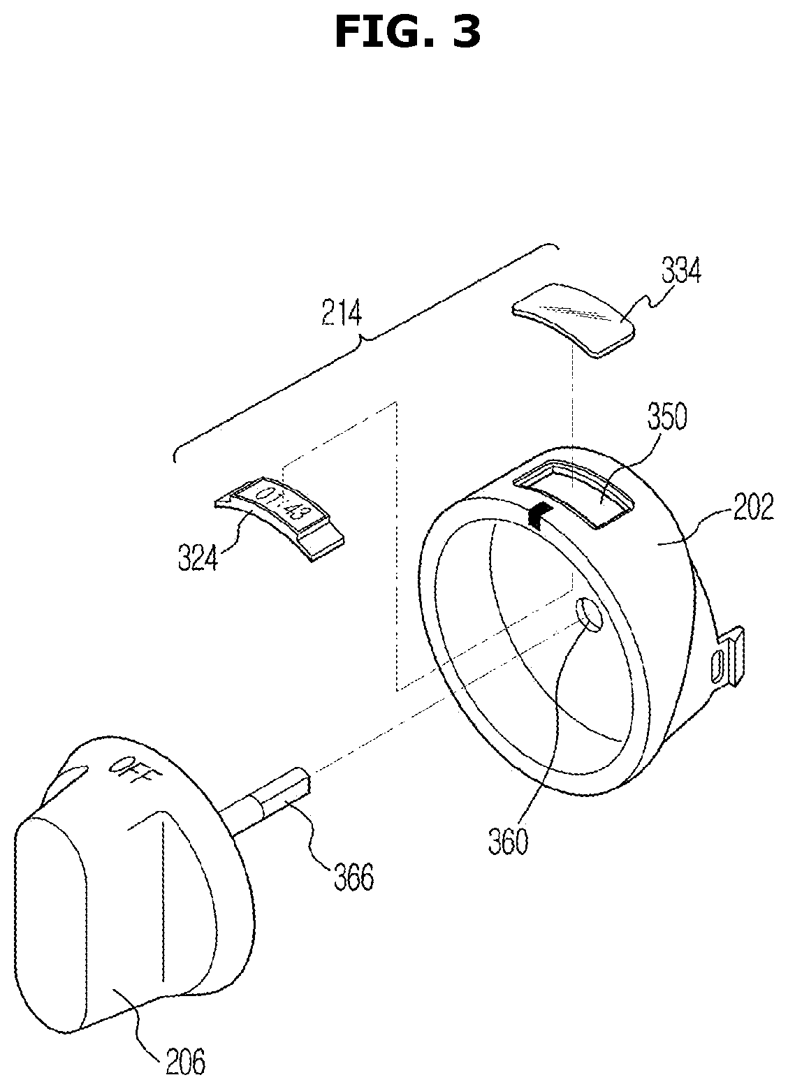Patent US11774108 Figure 3 – Cooking apparatus, method of controlling the cooking apparatus, and knob of cooking apparatus