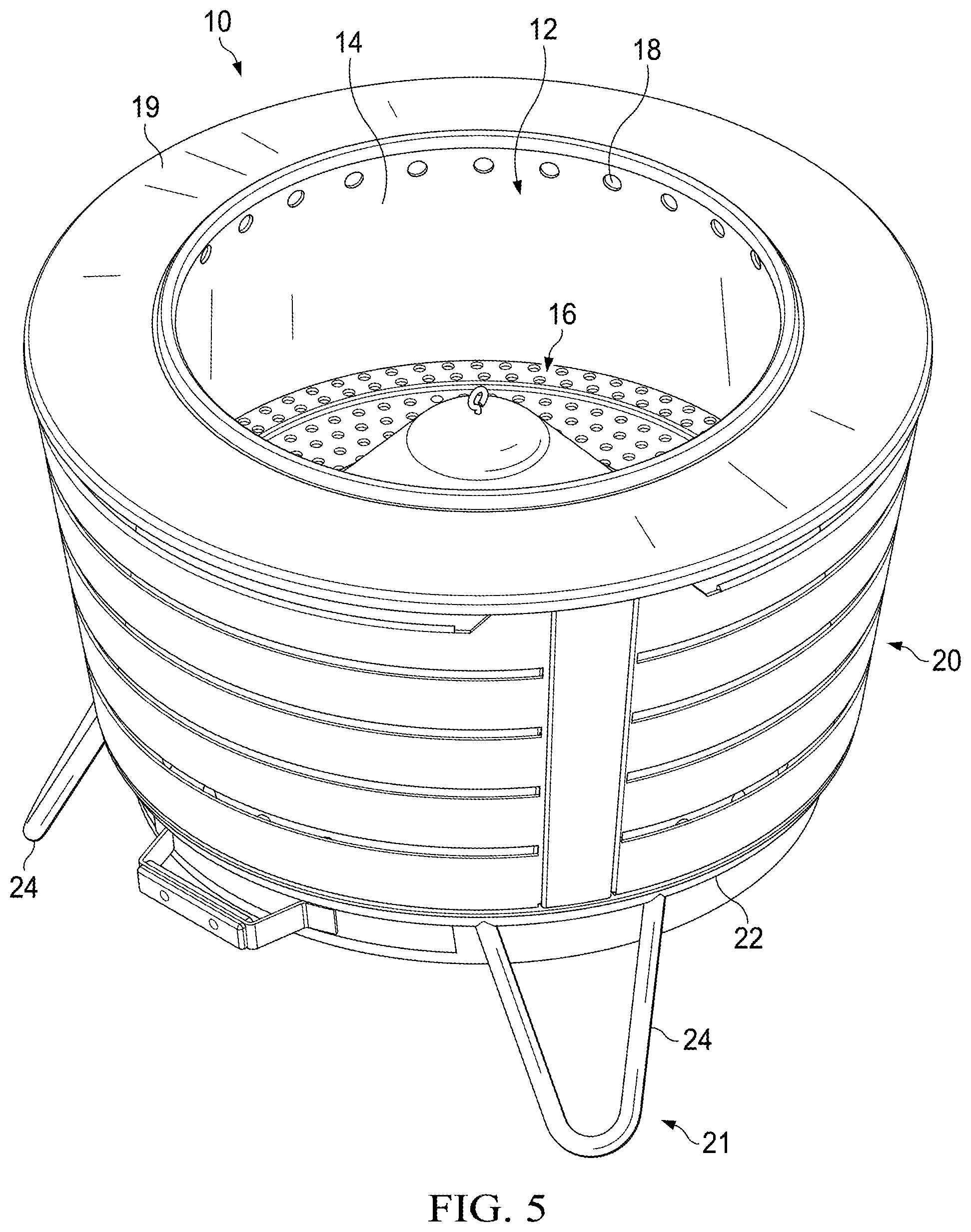 Patent US11774110 Figure 5 – Fire pit tabletop accessory