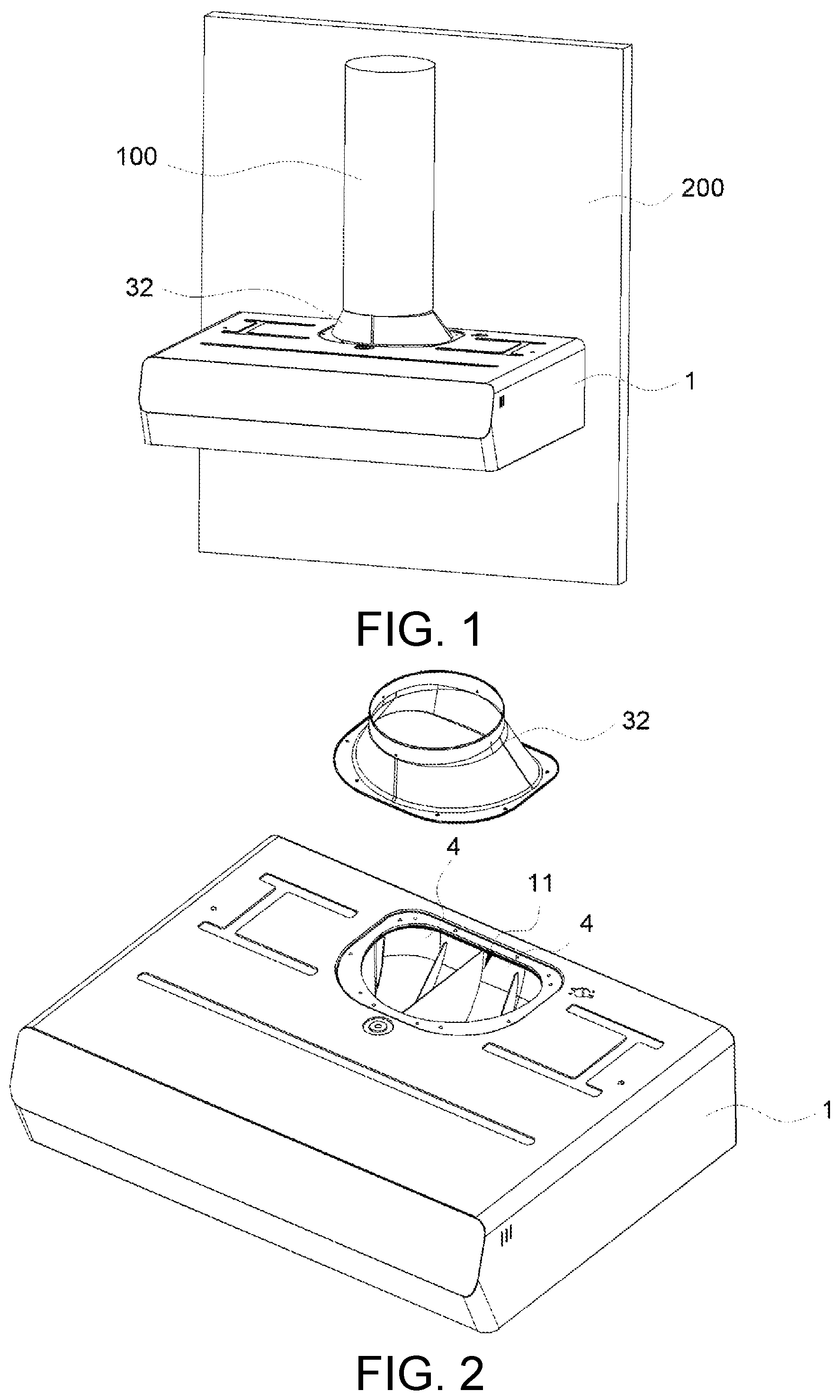 Patent US11774111 Figure 1 – Fan system, range hood equipped with the same, and mounting method thereof